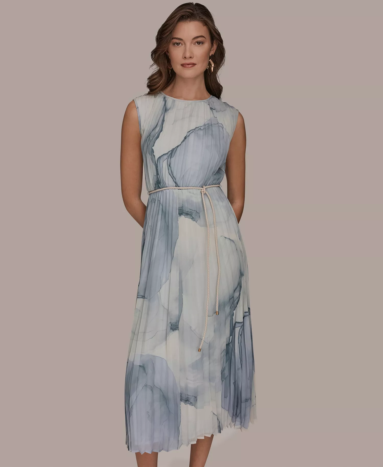 Women's Sleeveless Pleated A-Line Midi Dress - Dusk Multi - 10