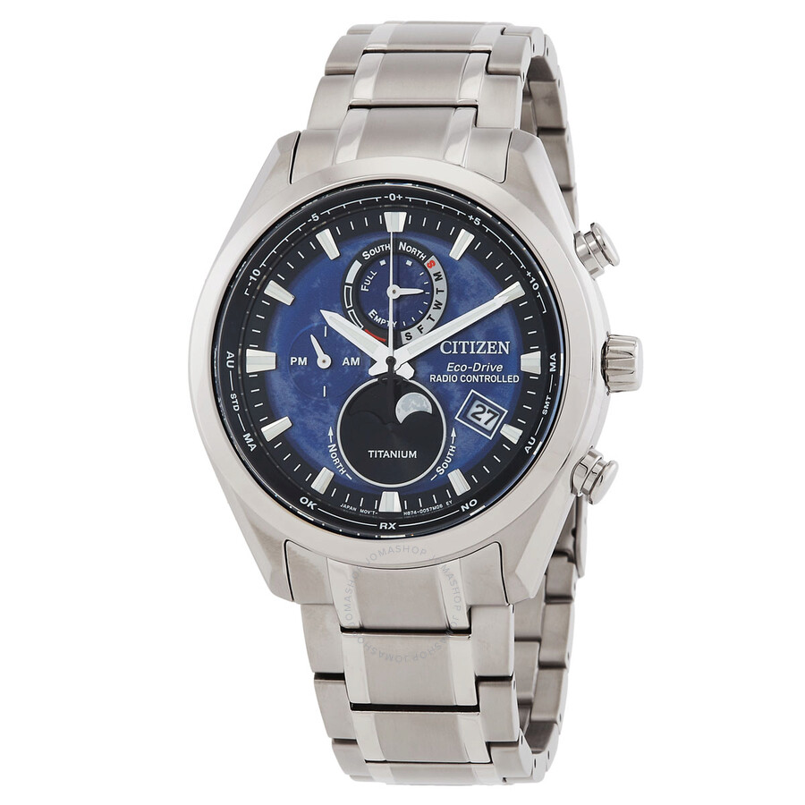 Citizen Tsuki-yomi A-T Eco-Drive Perpetual World Time Blue Dial Men's Watch