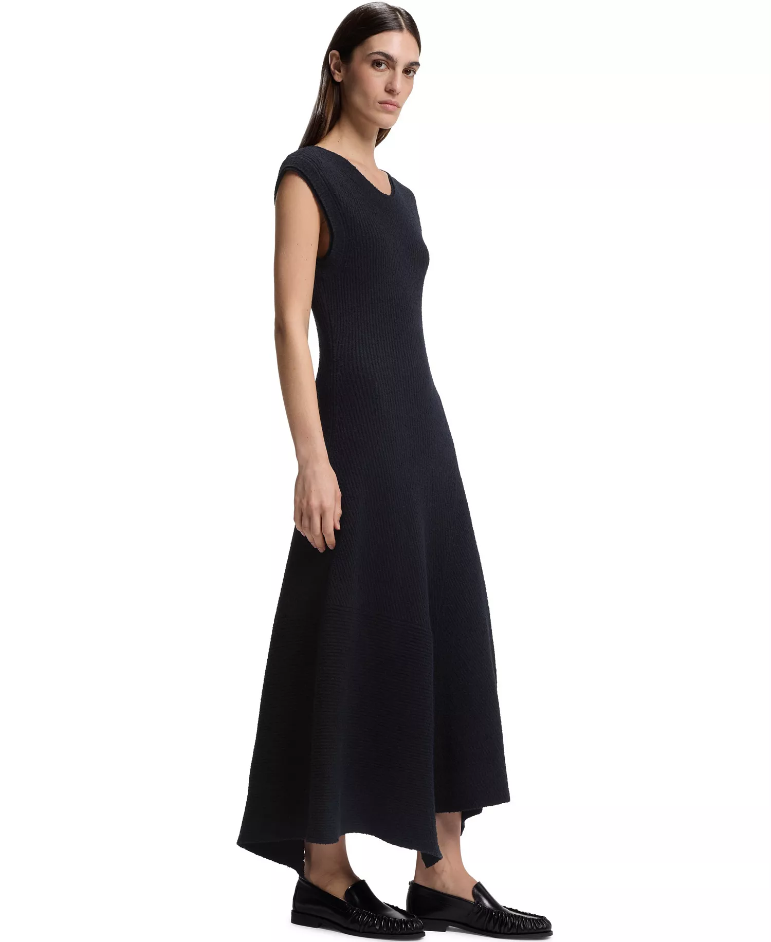 BOSS by Women's Bouclé Yarn Slim-Fit Ribbed Dress - Dark Blue - L