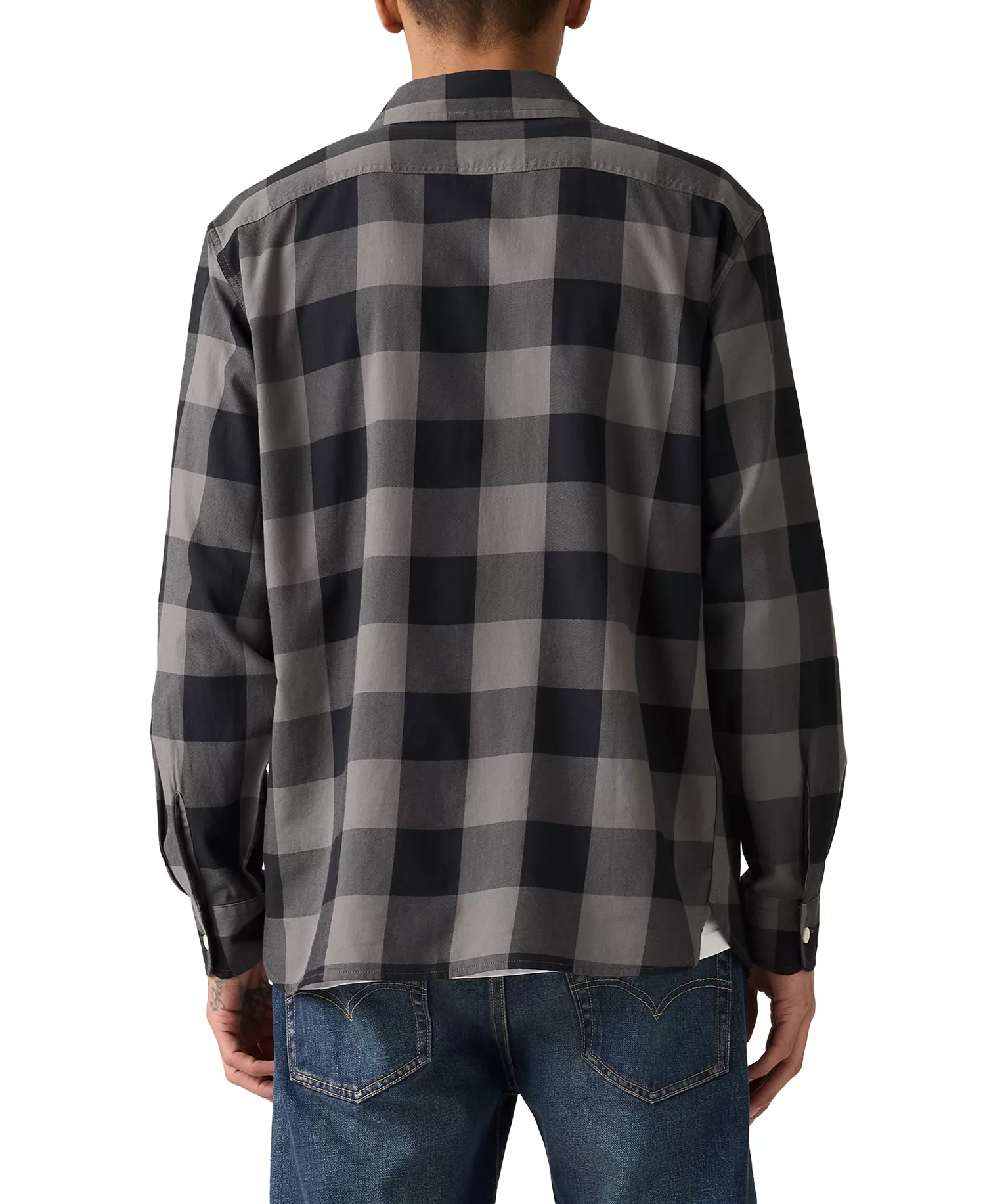 Men's Relaxed-Fit Long-Sleeve Button-Front Worker Shirt - Albany plaid pearl - 2XL