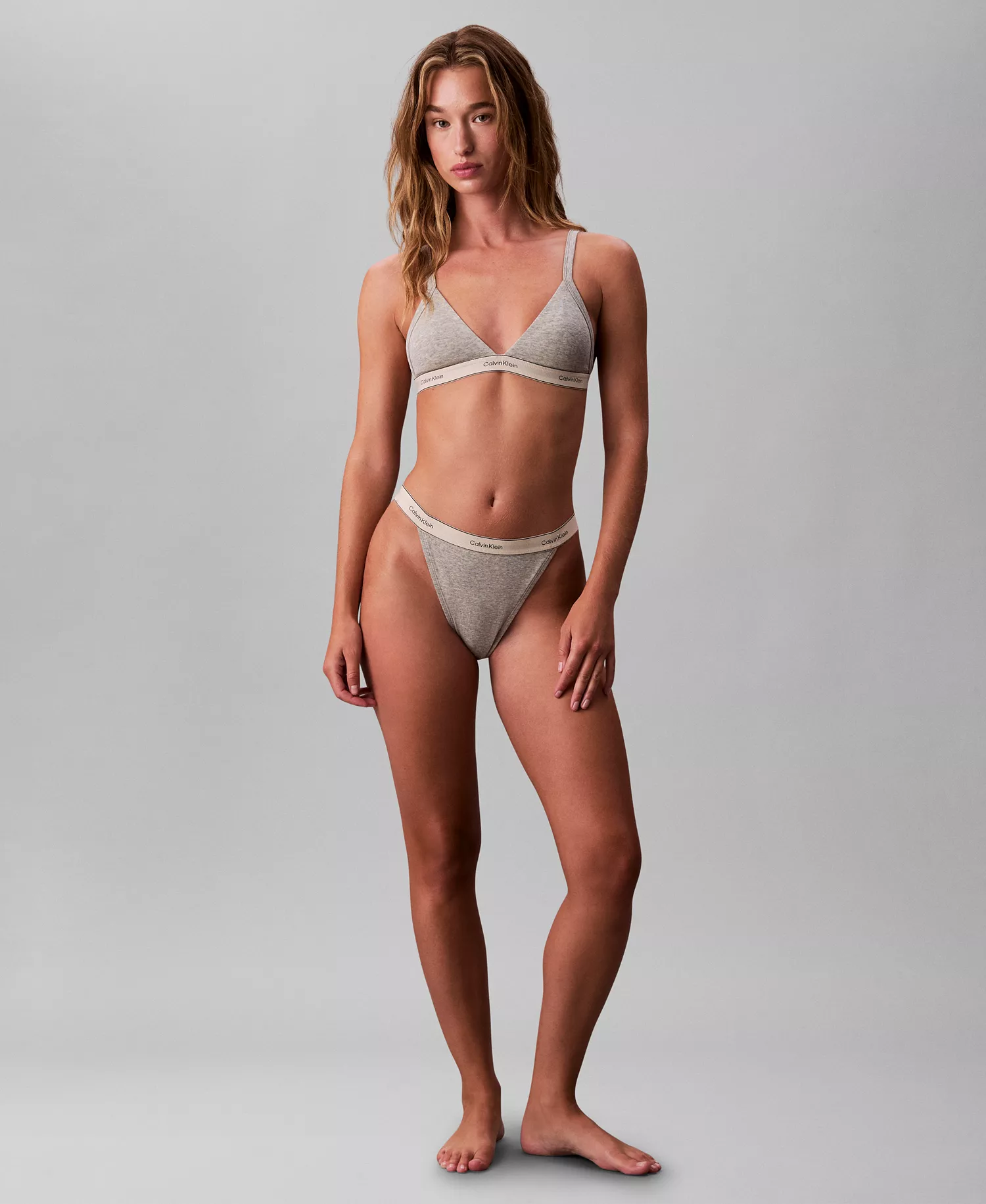 Women's Heritage Cotton Unlined Triangle Bra QF8369 - Heather - XL