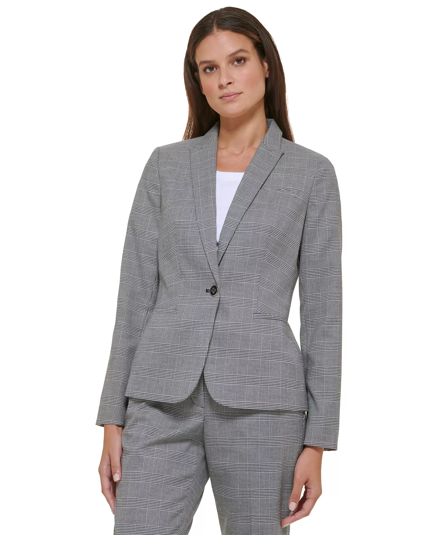 Women's Glen Plaid Single-Button Blazer - Glen Plaid - 0
