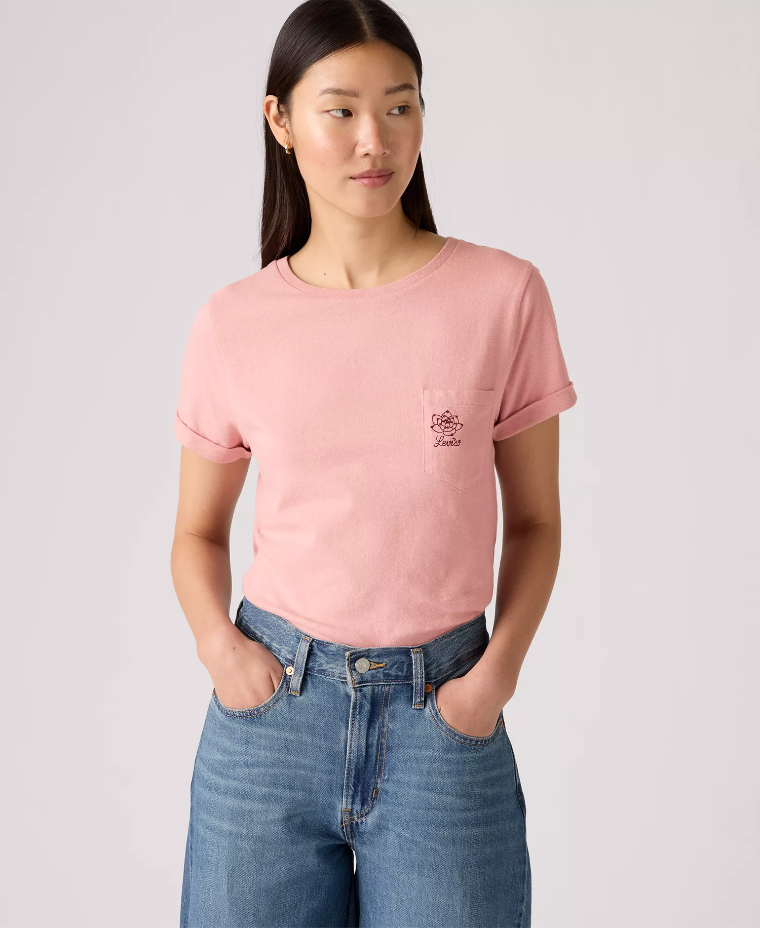 Women's Margot Cotton Embroidered-Trim T-Shirt - Succulent Embroidery Zephyr - L
