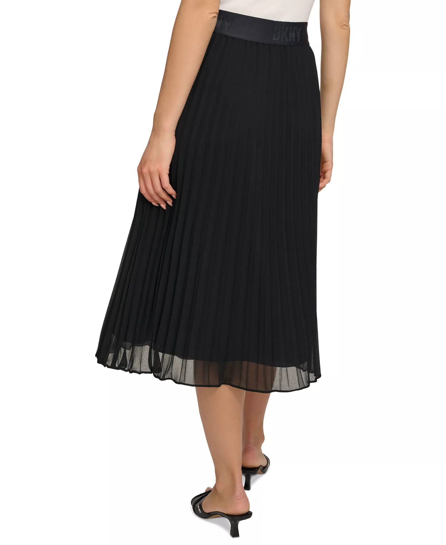 Pleated Midi Skirt - Black - L