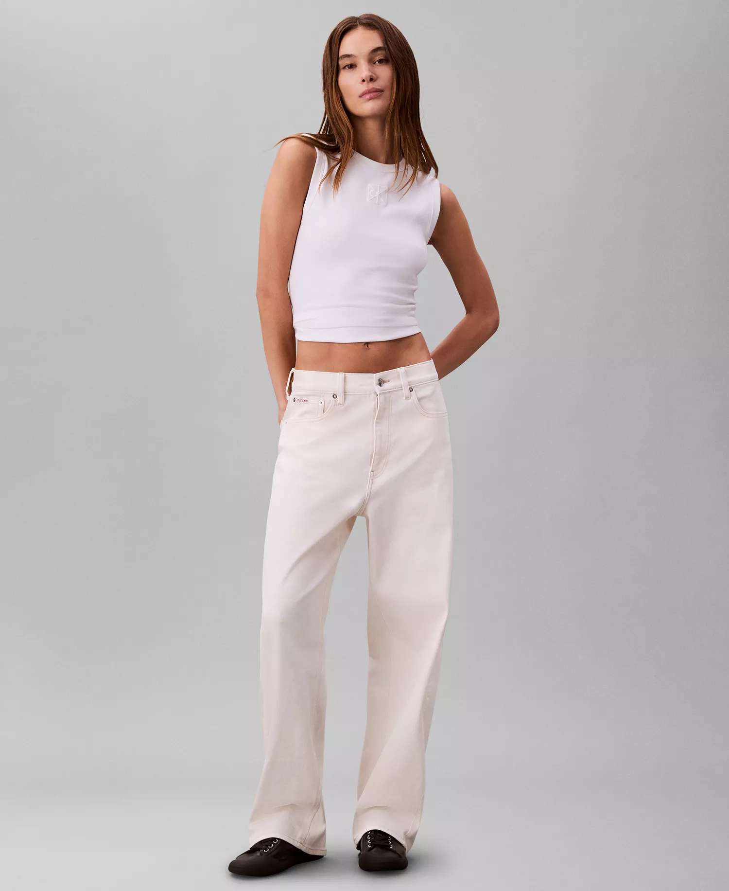 Women's Seamed High-Rise Barrel Jeans - Ecru - 24