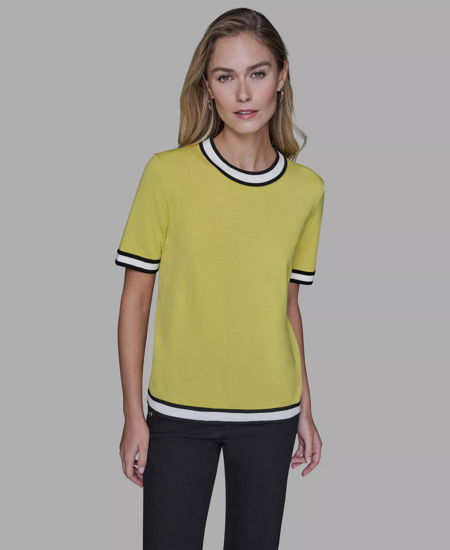 Women's Short-Sleeve Sweater - Lime - L