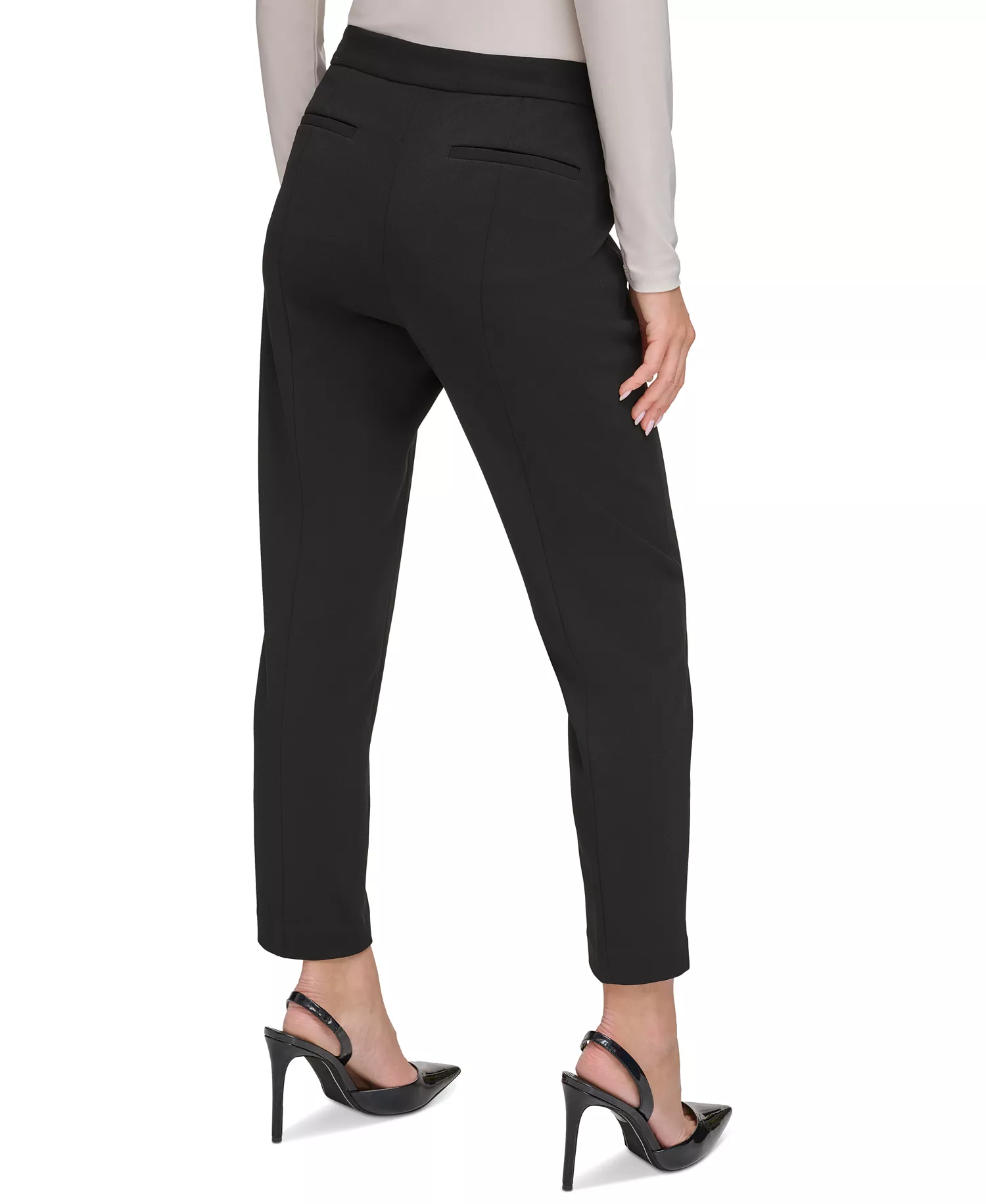 Open Front Jacket & Slim Leg Ankle Pants Suit Separates - Black - 0