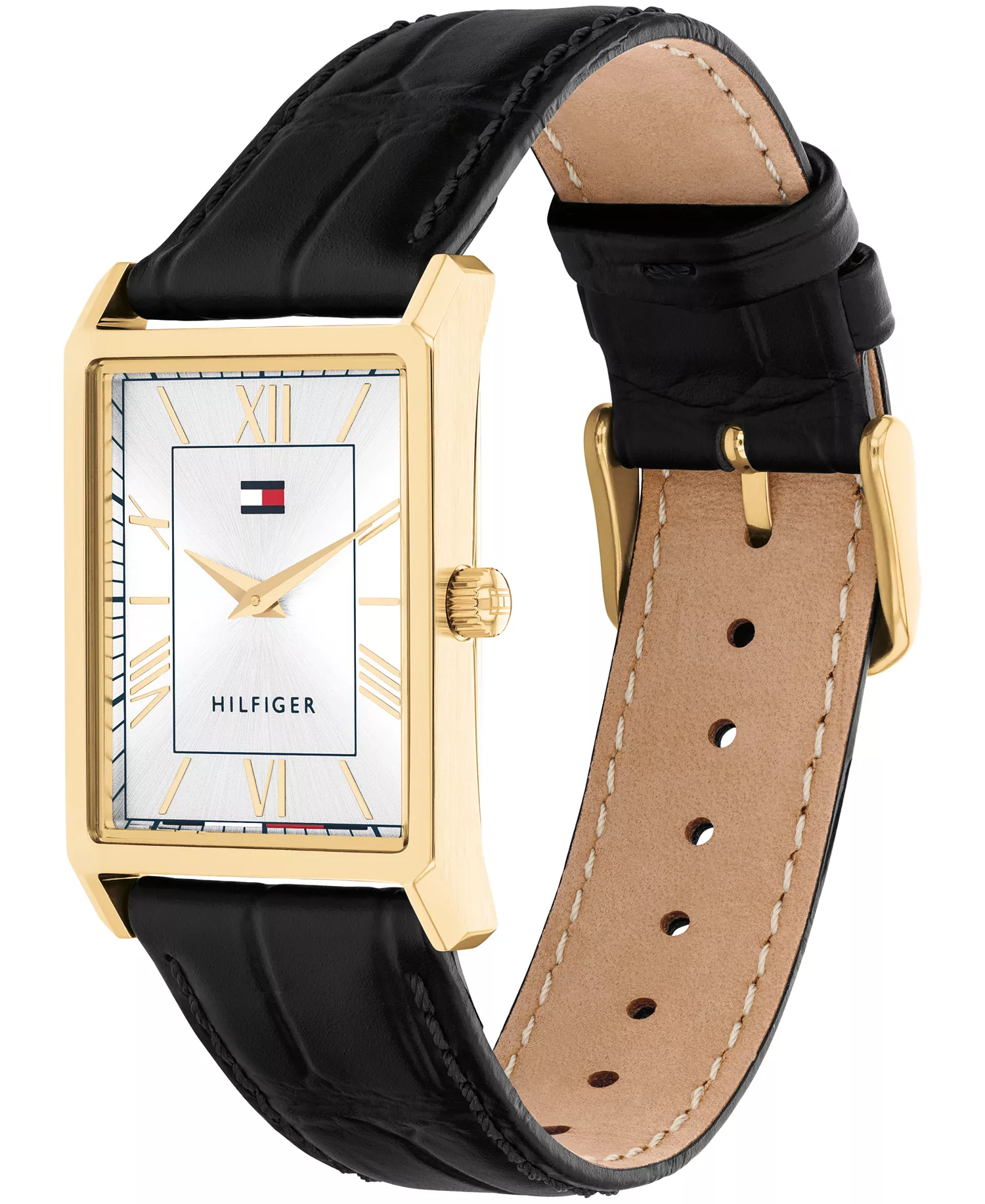 Men's Quartz Black Leather Watch, 25.5 mm - Black - ONE SIZE