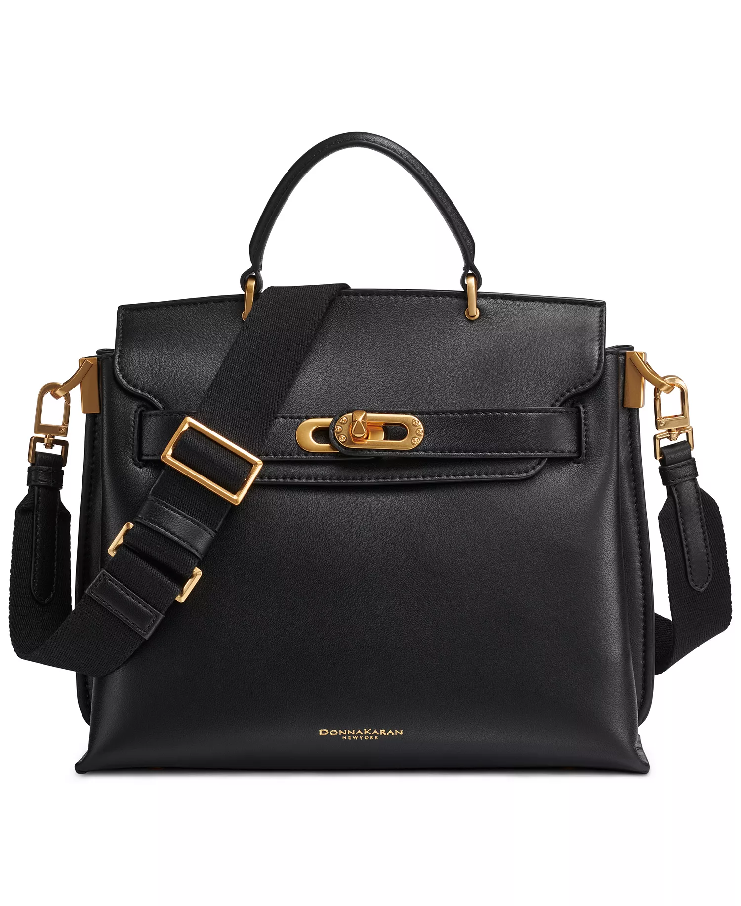 Turn-Lock Bridgehampton Small Satchel Bag - Black/Gold - NO SIZE
