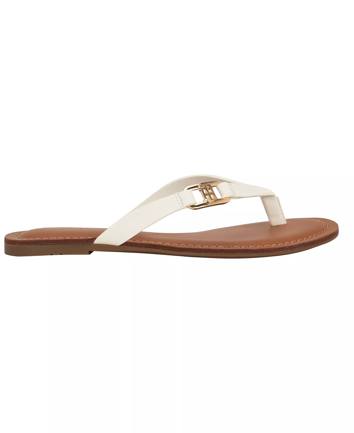 Women's Liande Logo Flat Thong Sandal - White - 5.5M