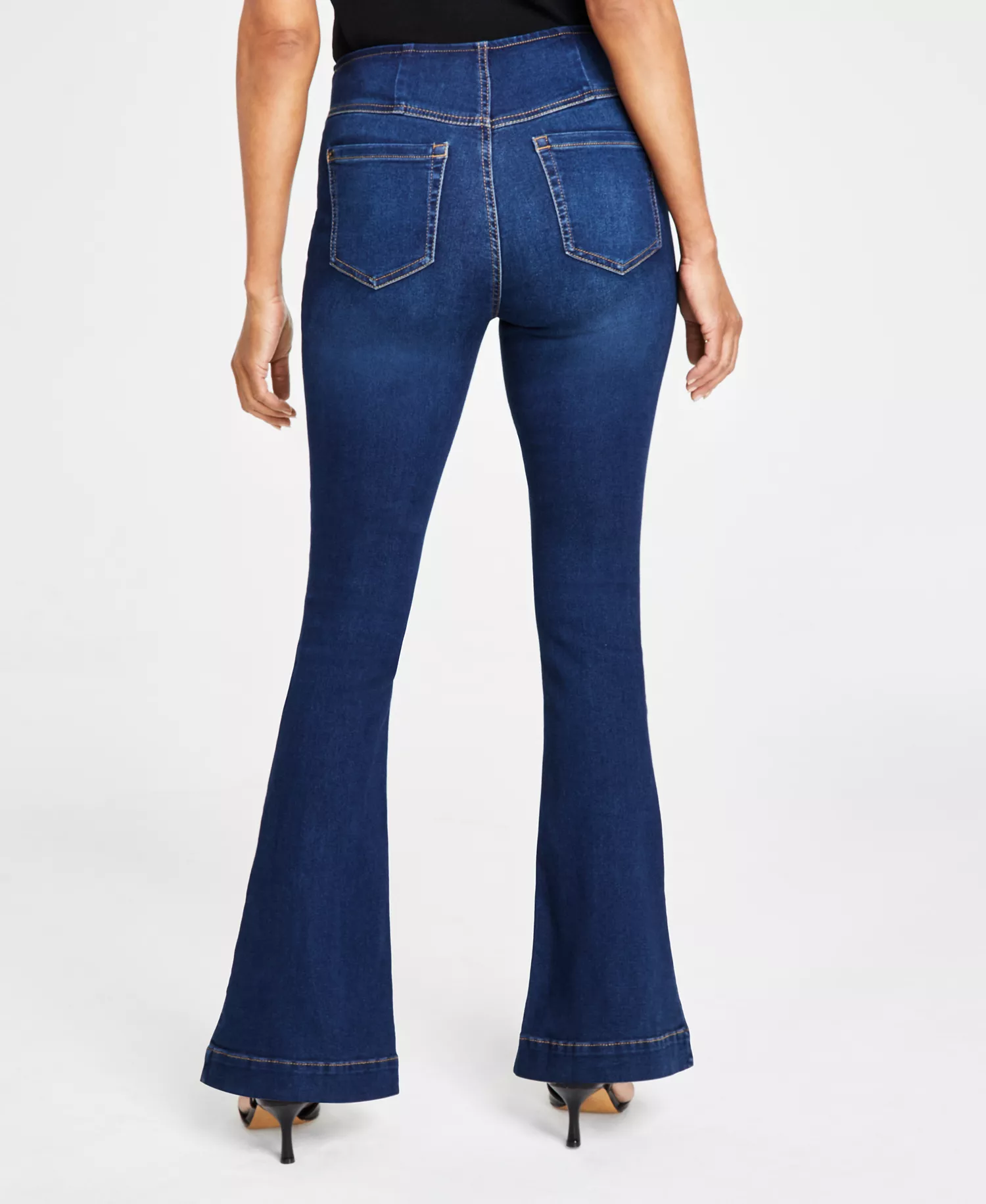 Women's High Rise Pull-On Flare Jeans, Created for Macy's - MEDIUM INDIGO - 4