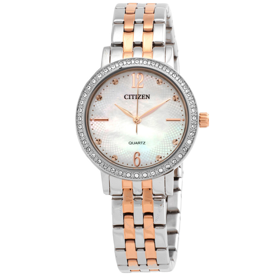 Citizen Quartz Crystal Mother of Pearl Dial Two-Tone Ladies Watch