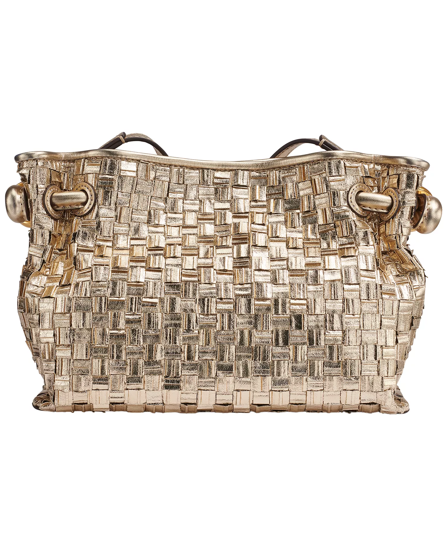 Metallic Woven Small Crossbody Bag - Gold - ONE SIZE