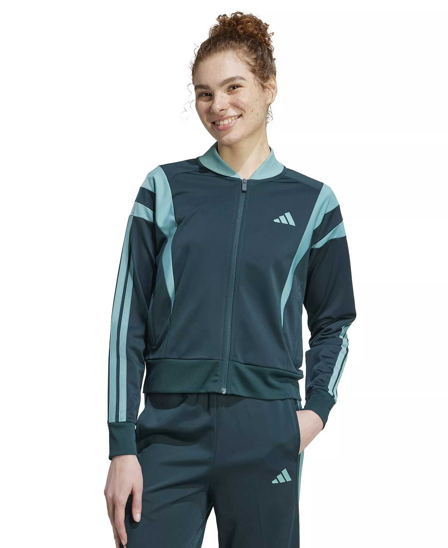Women's Full-Zip 3S Fashion Track Jacket - Aurora Ivy/powder Teal - 2XL