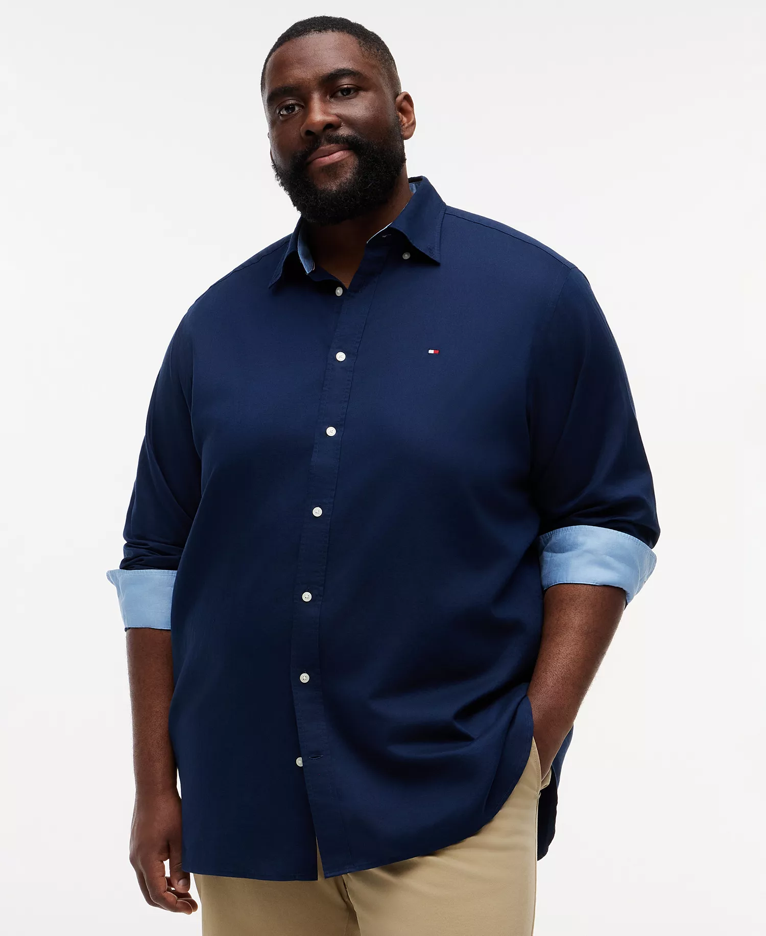 Men's Big & Tall 100% Linen Button-Down Shirt - Carbon Navy - 2XLT