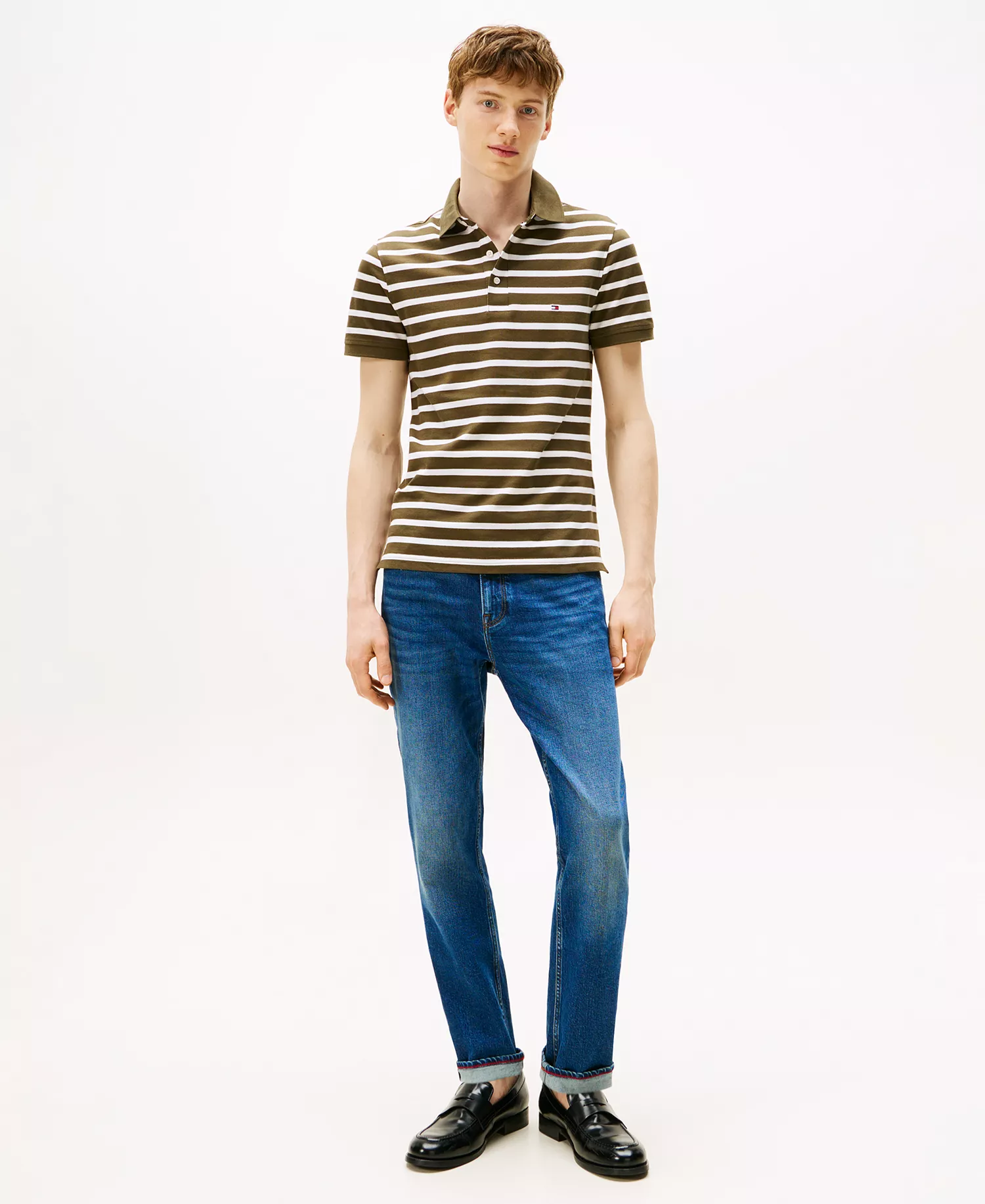 Men's 1985 Slim-Fit Polo Shirt - Army Green / White - L