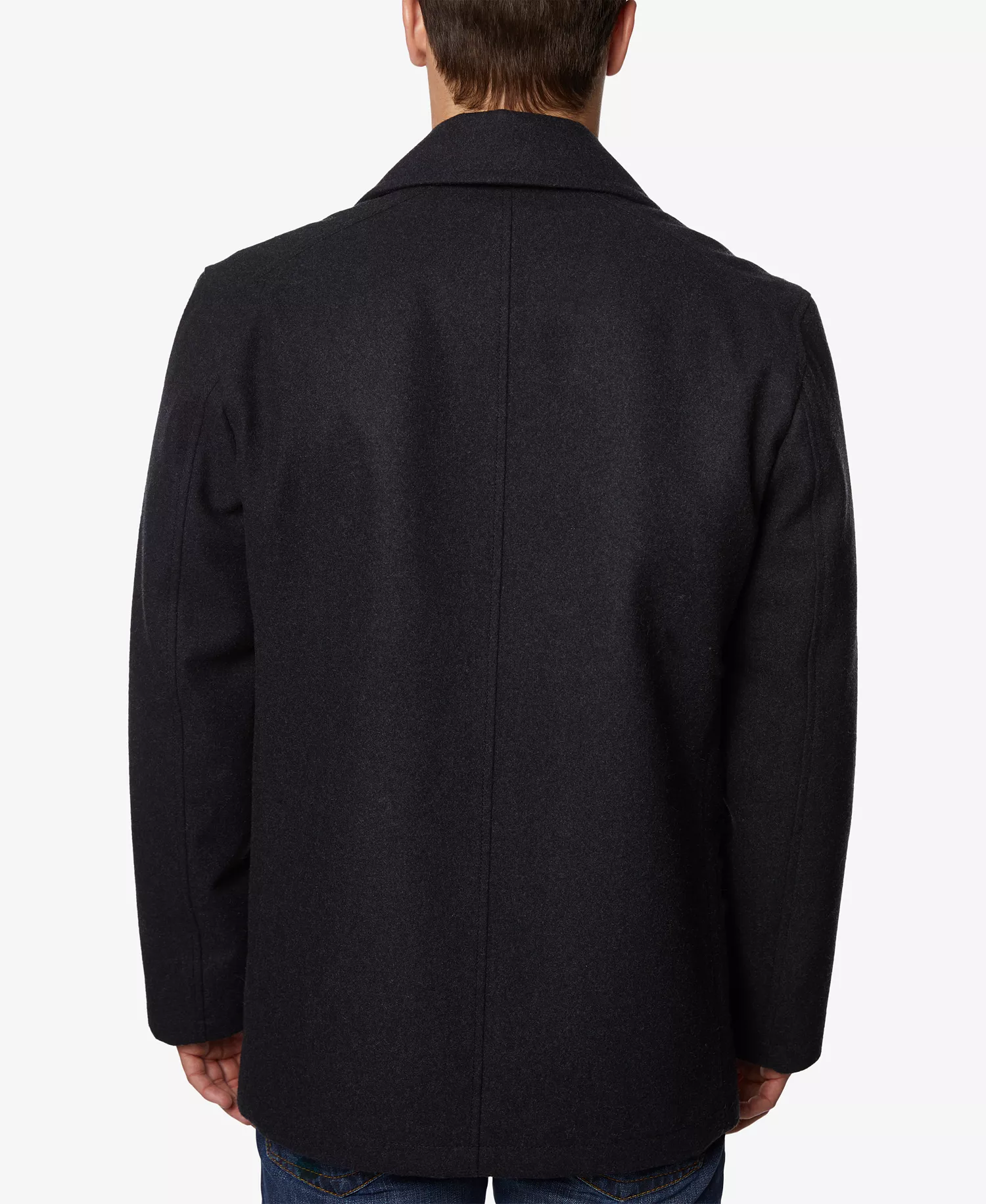 Men's Three-Button Peacoat  - Black - 2XL