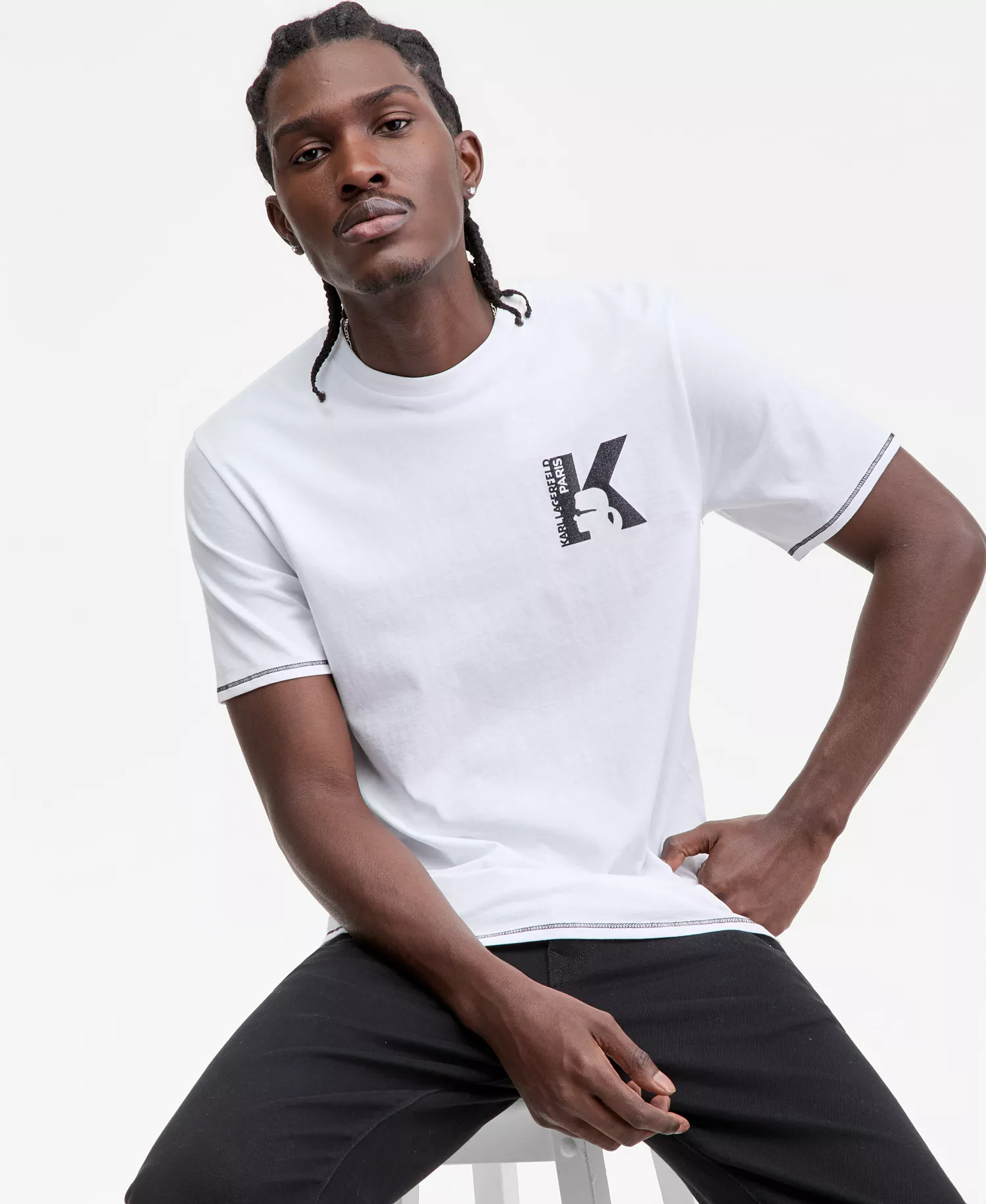 Men's Shiny K Logo T-Shirt - White - 2XL