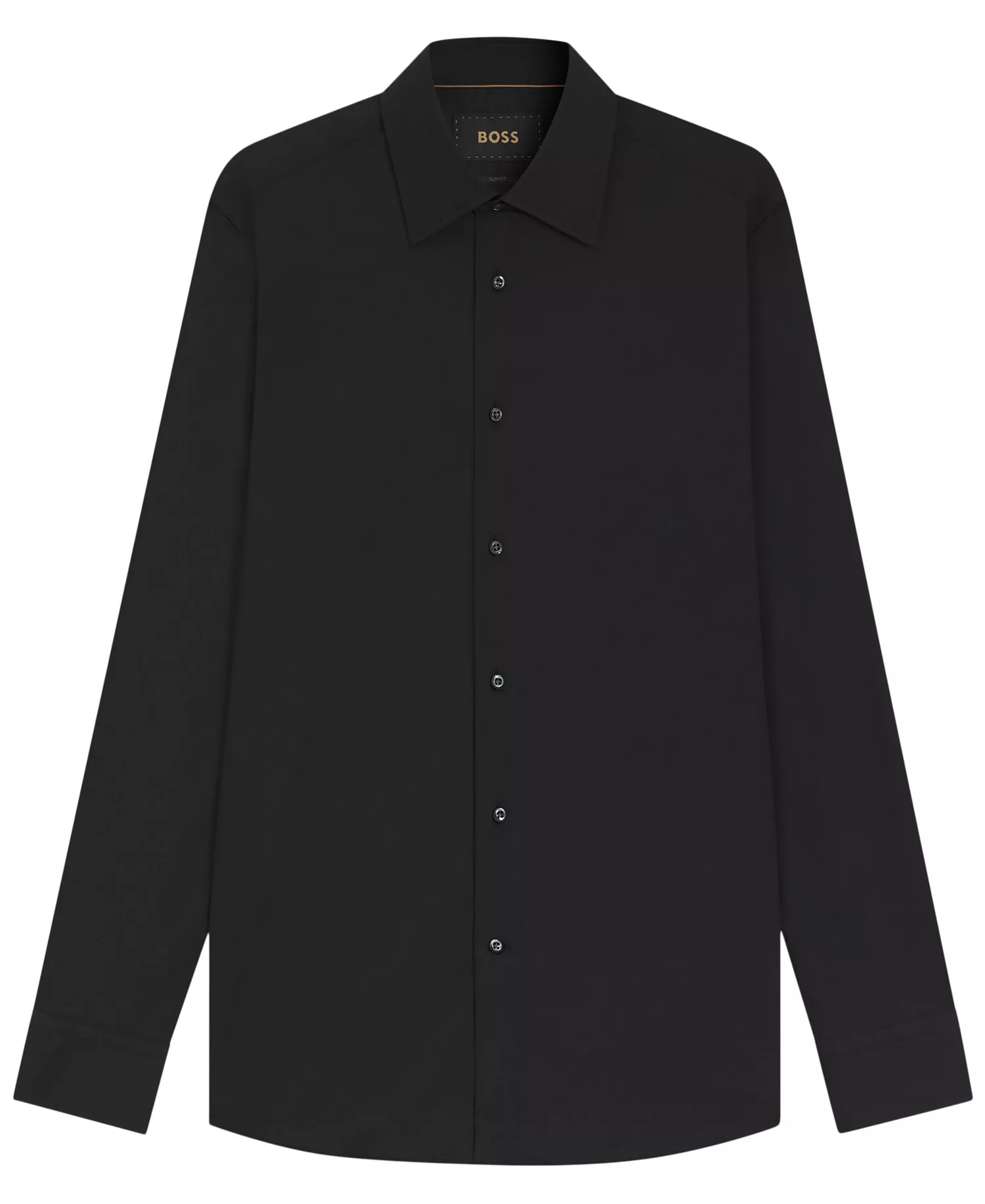 Men's Slim-Fit Poplin Dress Shirt - Black - 14.5