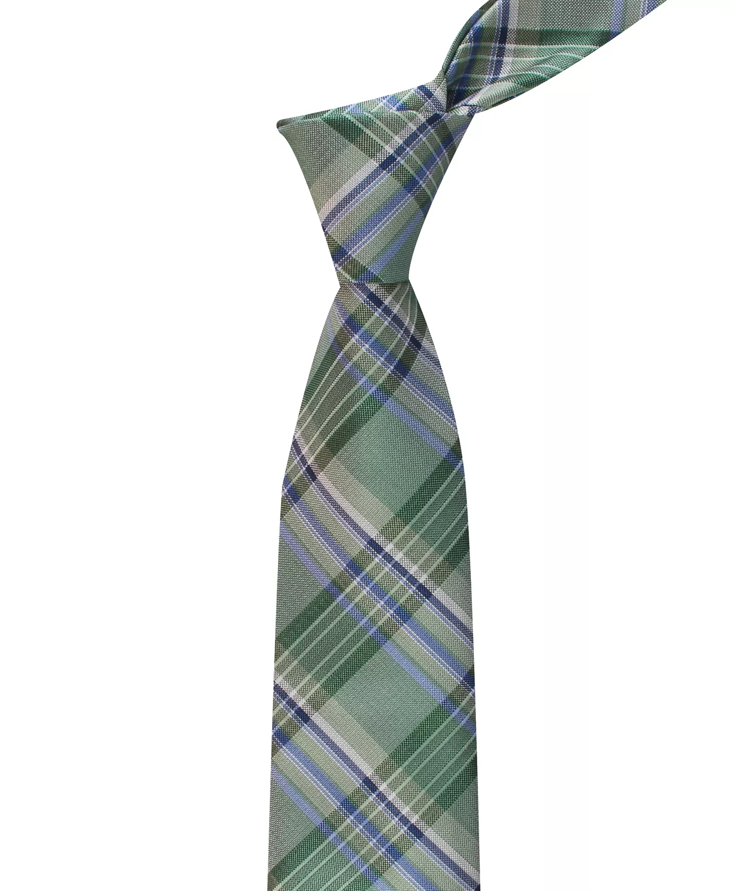 Men's Plaid Pattern Tie - Green - ONE SIZE