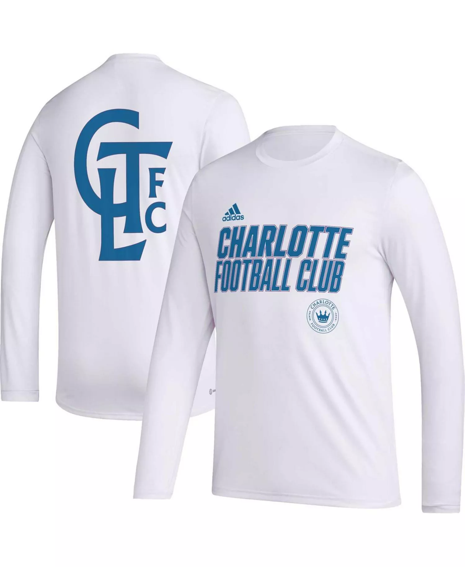 Men's White Charlotte FC Jersey Hook AEROREADY Long Sleeve T-shirt - White - 2XL