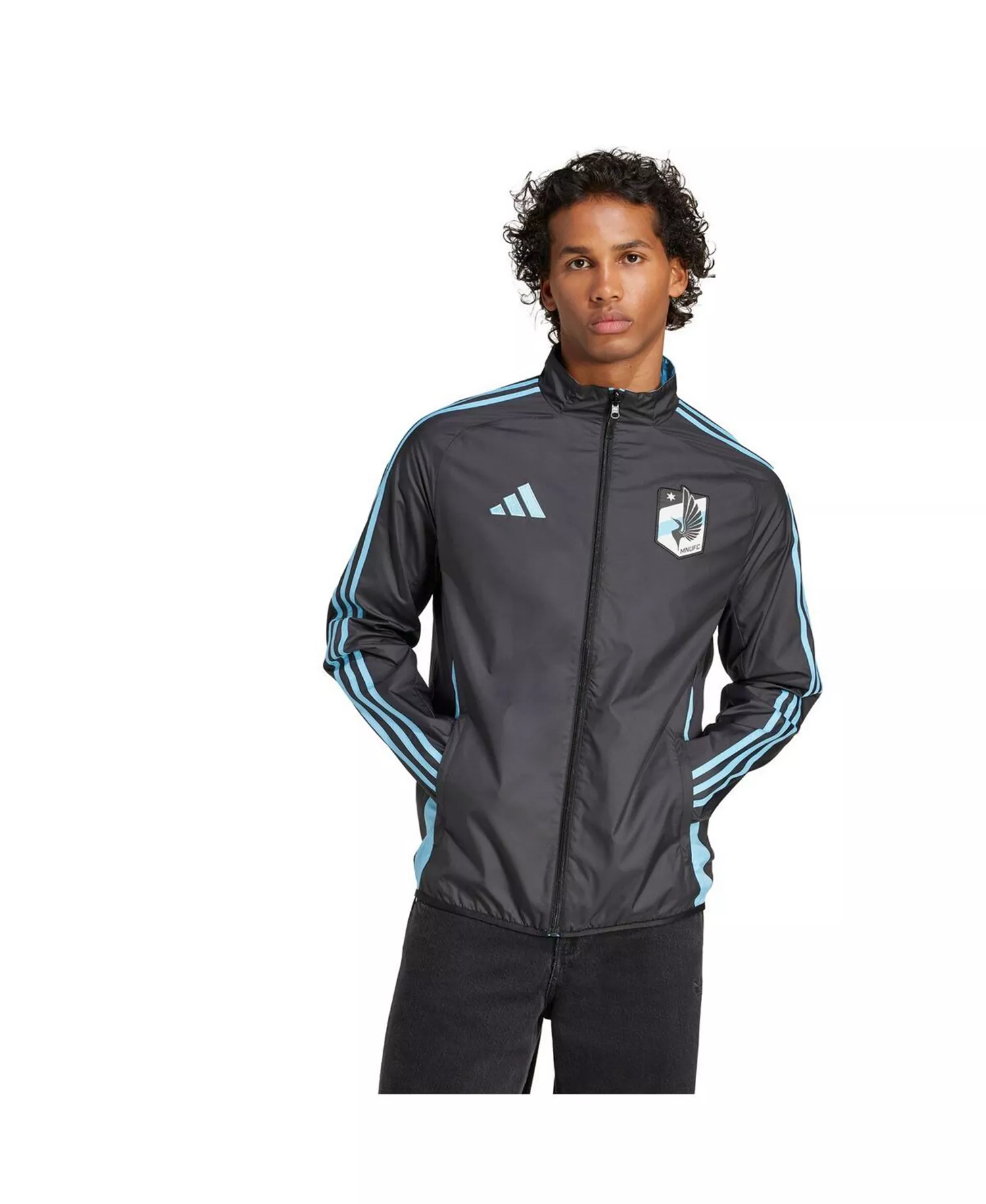 Men's Black/Light Blue Minnesota United FC 2025 Anthem Reversible Full-Zip Jacket - Black, Light Blue - L