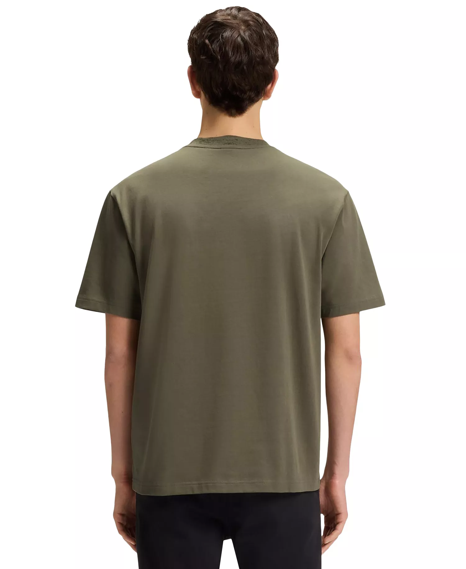Men's Patterned Collar Cotton-Jersey T-Shirt - Open Green - L
