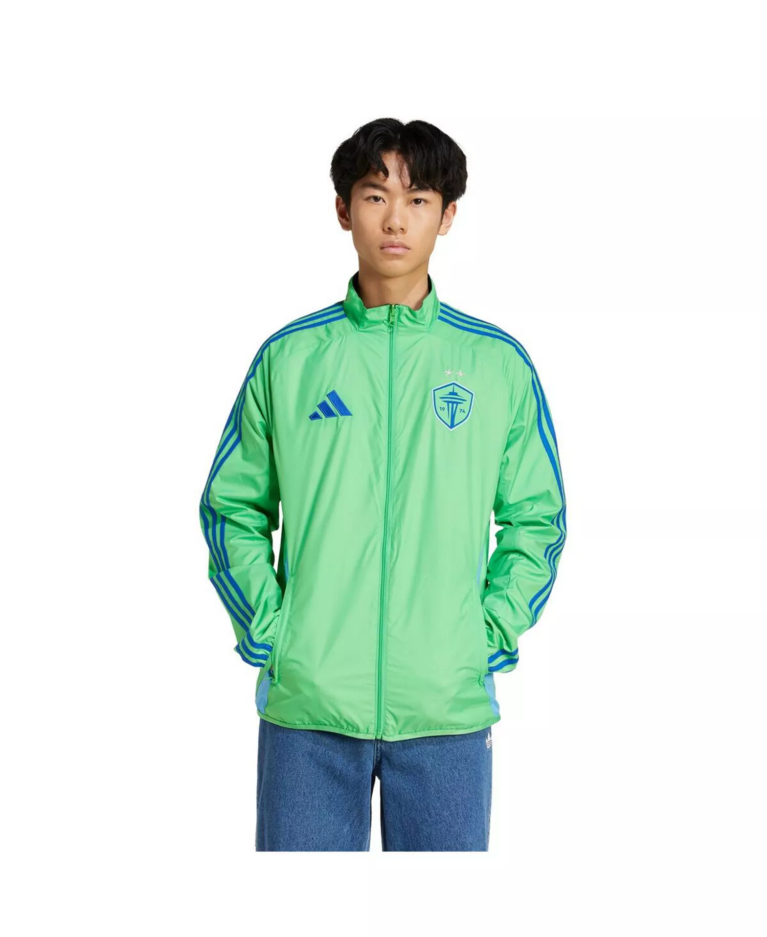 Men's Rave Green/Blue Seattle Sounders FC 2025 Anthem Reversible Full-Zip Jacket - Green, Blue - 2XL