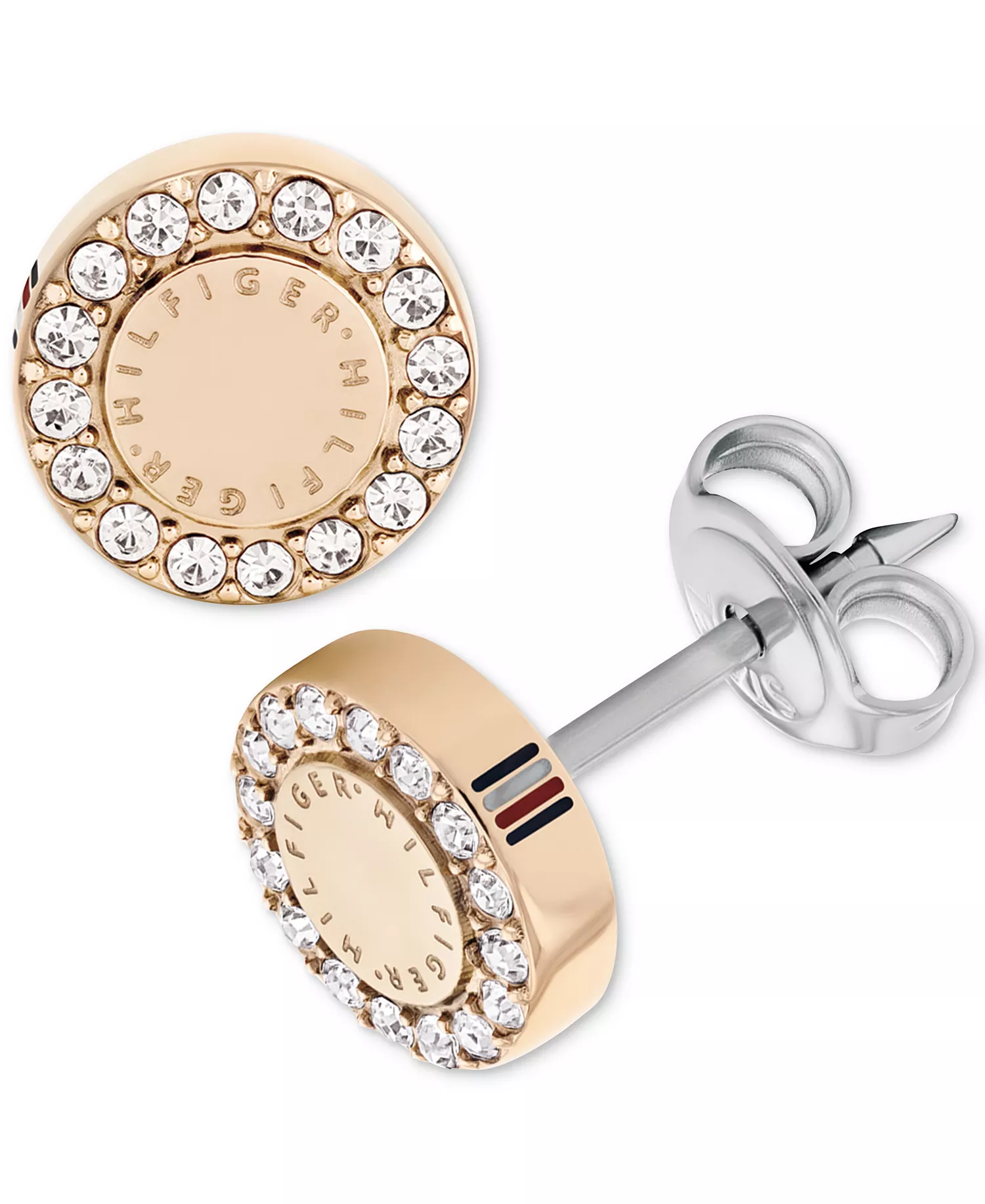 Crystal Logo Stud Earrings - Carnation - ONE SIZE