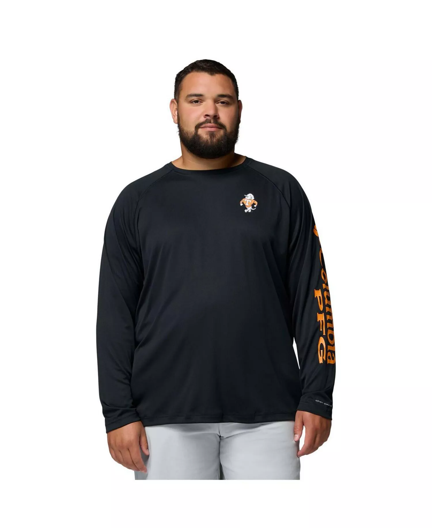 Men's Black Tennessee Volunteers Big Tall Terminal Tackle Long Sleeve Omni-Shade T-Shirt - Black - 3XT