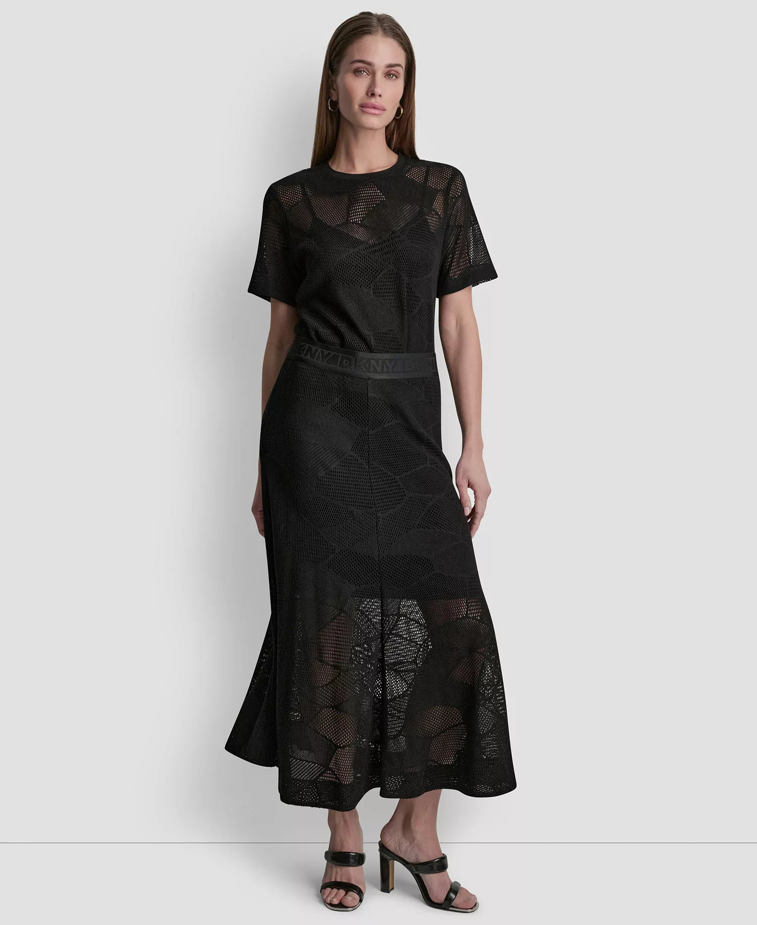 Women's Croton Lace Top and Croton Lace Skirt - Black - L