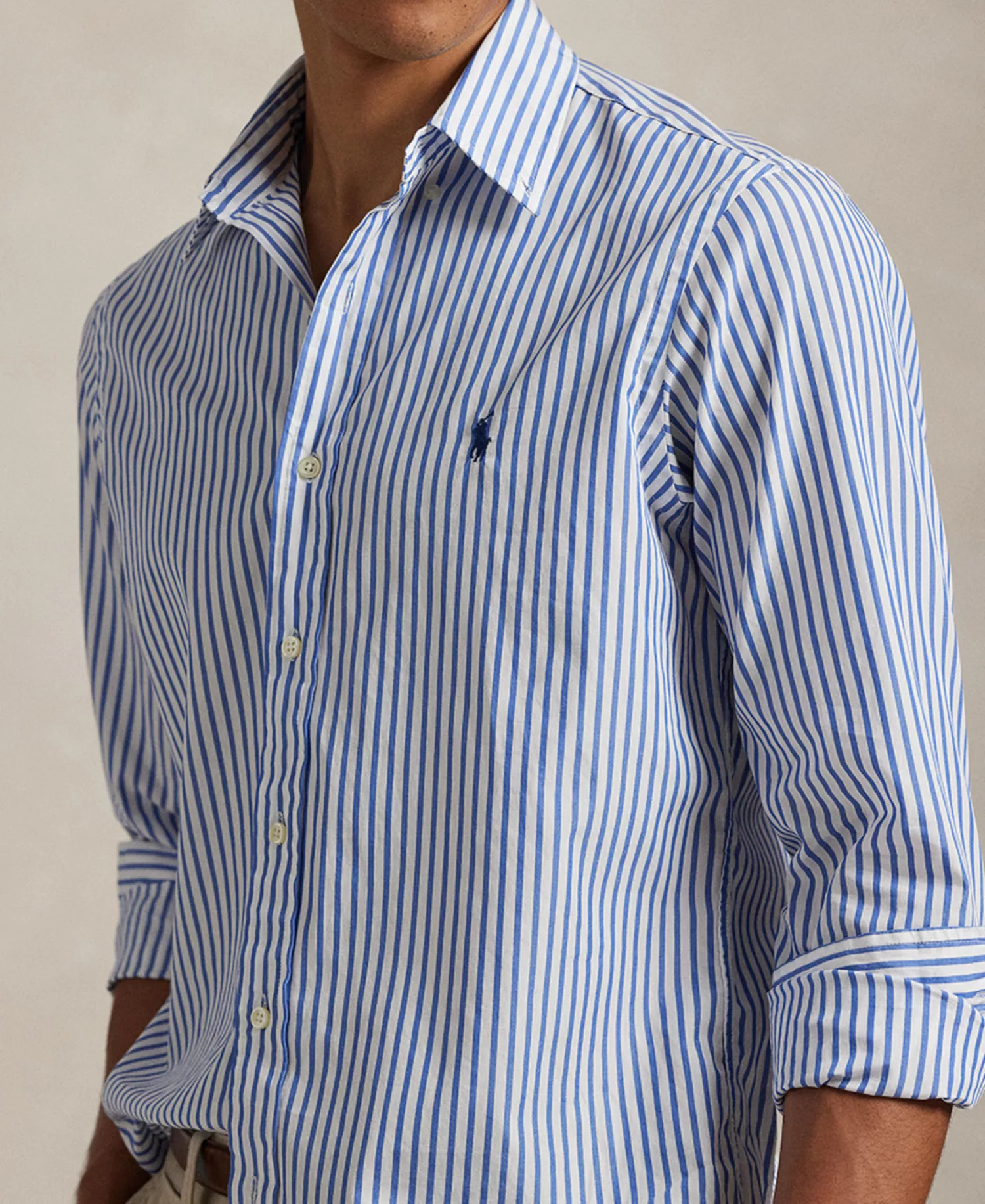 Men's Classic-Fit Striped Broadcloth Shirt - White/Blue - 2XL