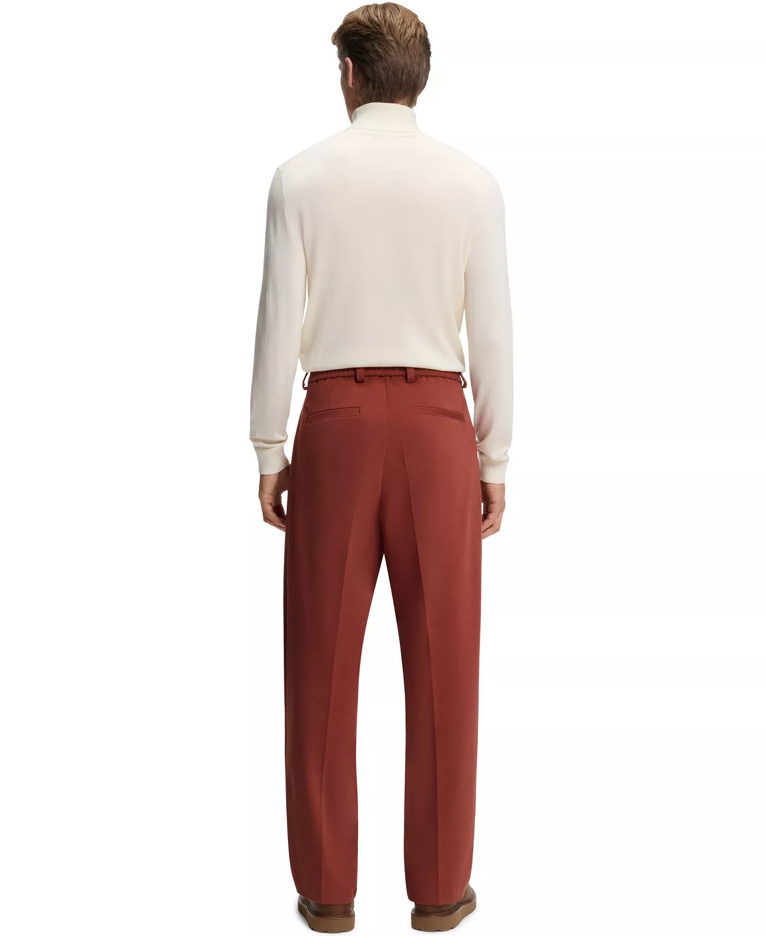 BECKHAM x BOSS Men's Cotton Micro-Patterned Pants - Dark Red - 30R