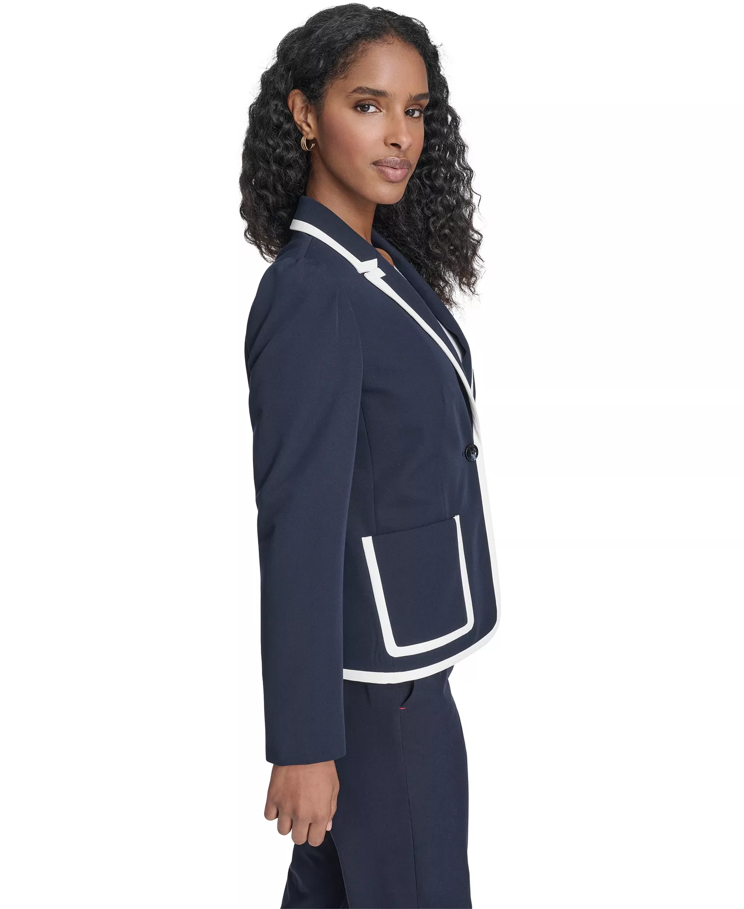 Women's Framed One-Button Blazer - Midnght/ivory - 0