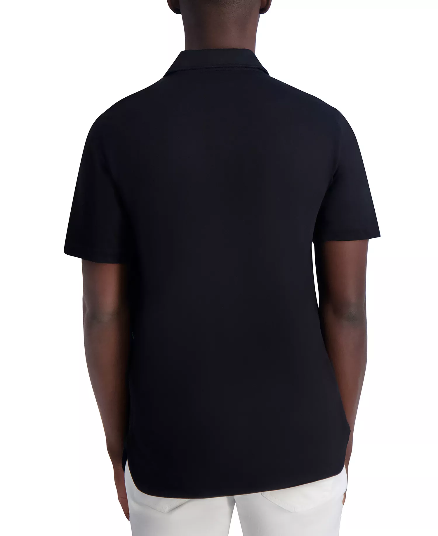 Men's Short Sleeve Collared Knit Button Front T-Shirt - Black - M