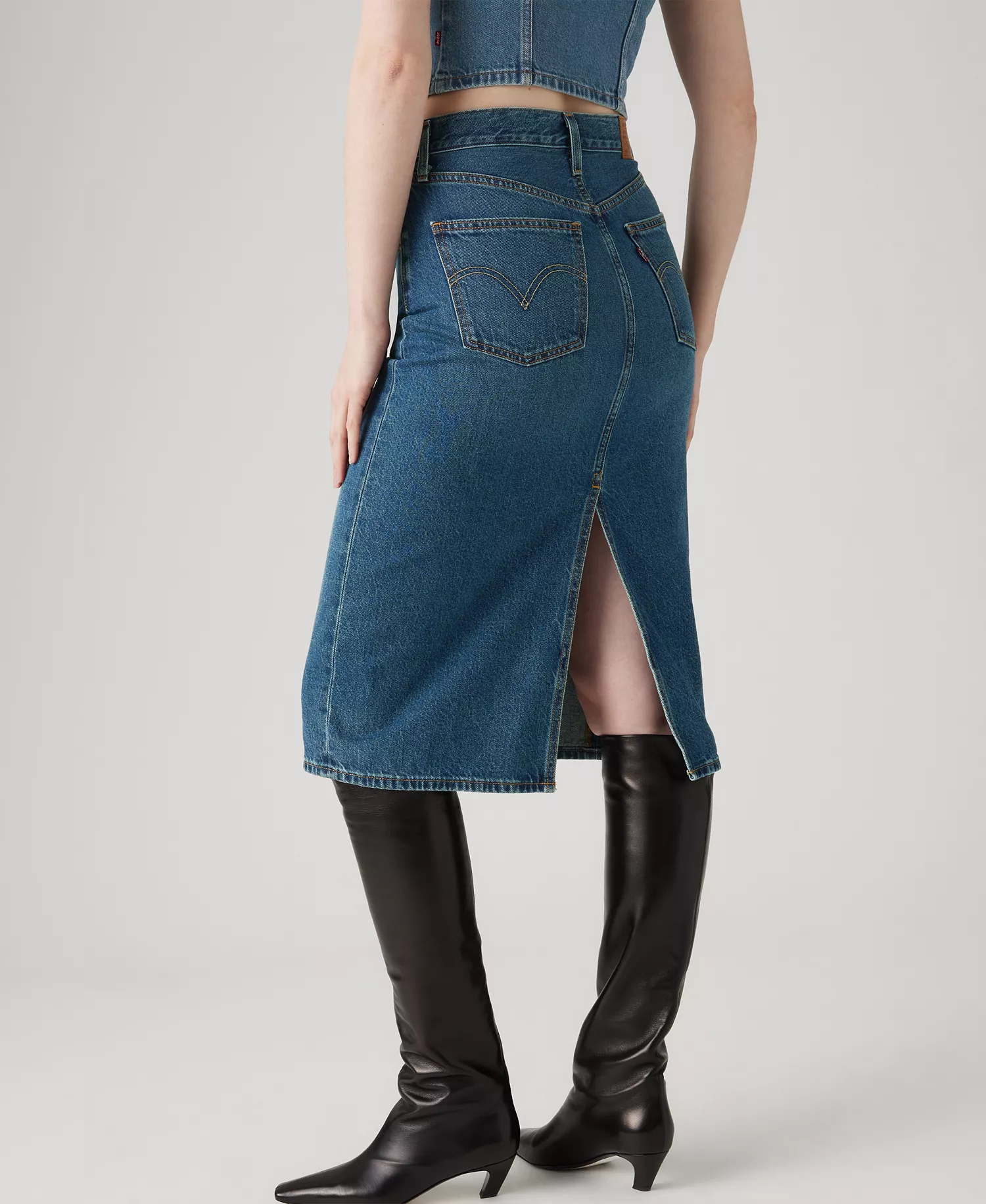 Women's High-Rise Back Slit Skirt - Blue - 24