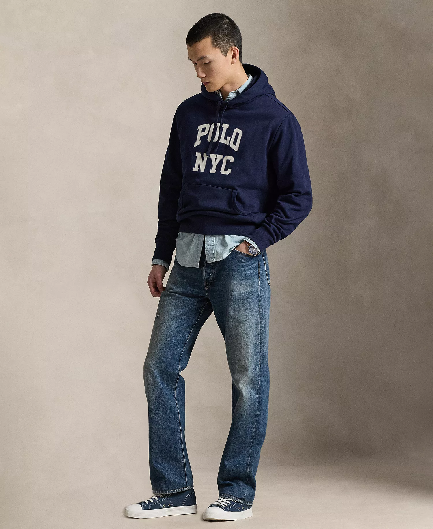 Men's Graphic Fleece Hoodie - Cruise Navy - 2XL