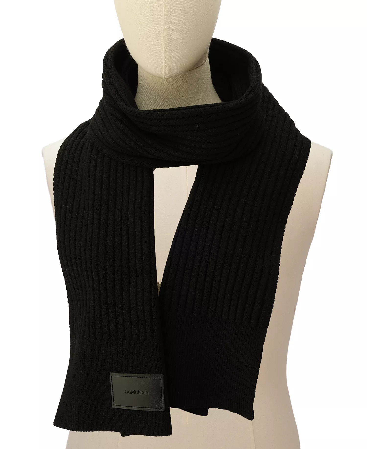 Men's Mixed Stitch Scarf - Black - ONE SIZE