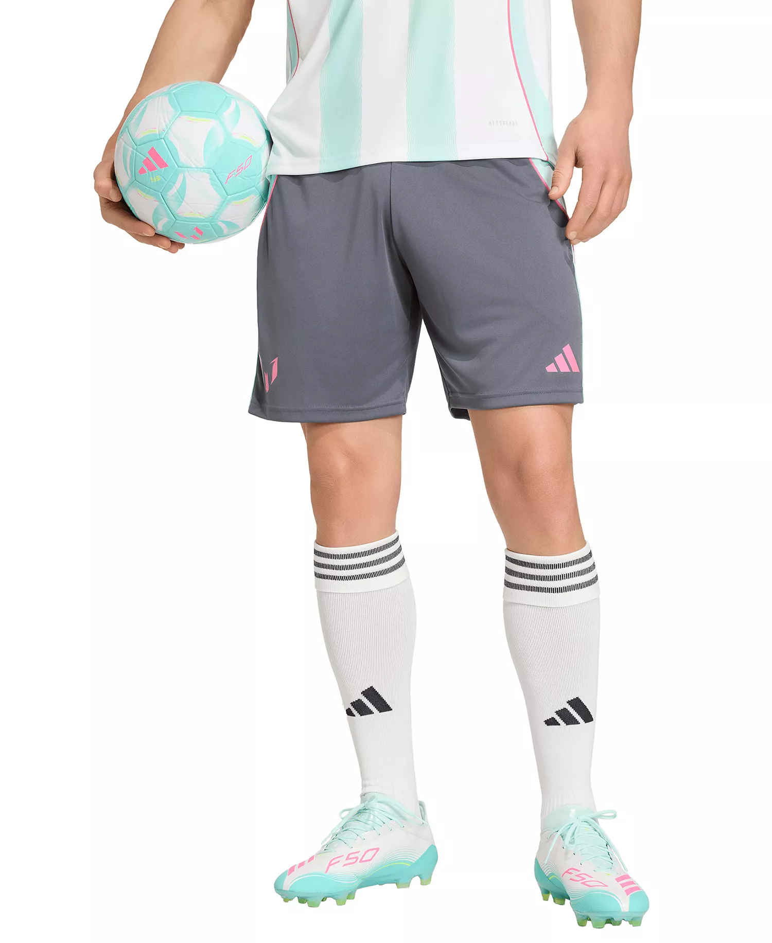 Men's Messi Regular-Fit Football Shorts - Onix/Flash Aqua - 2XL