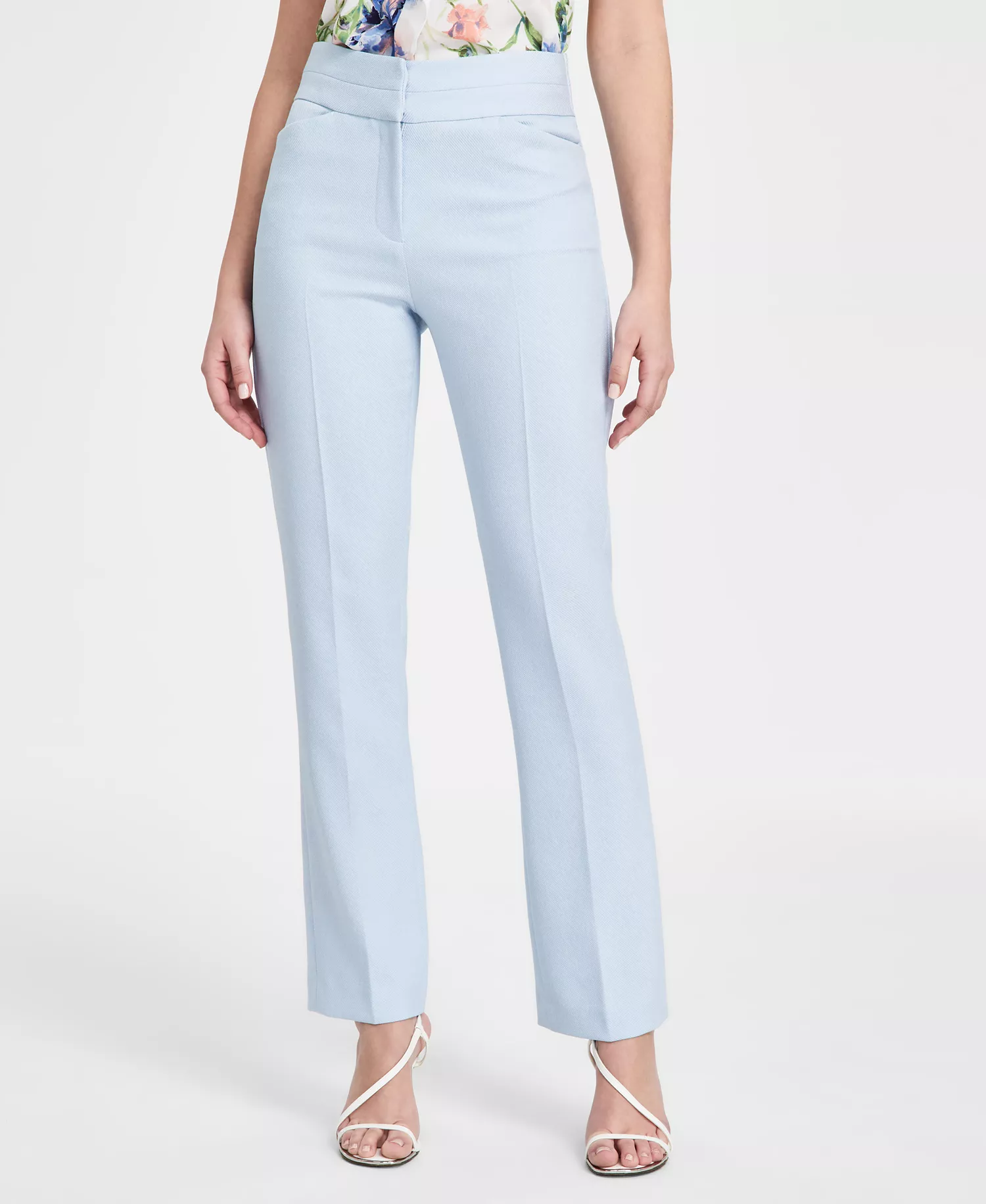 Petite Bell-Bottom Mid Rise Pants - Ice Blue - 10P