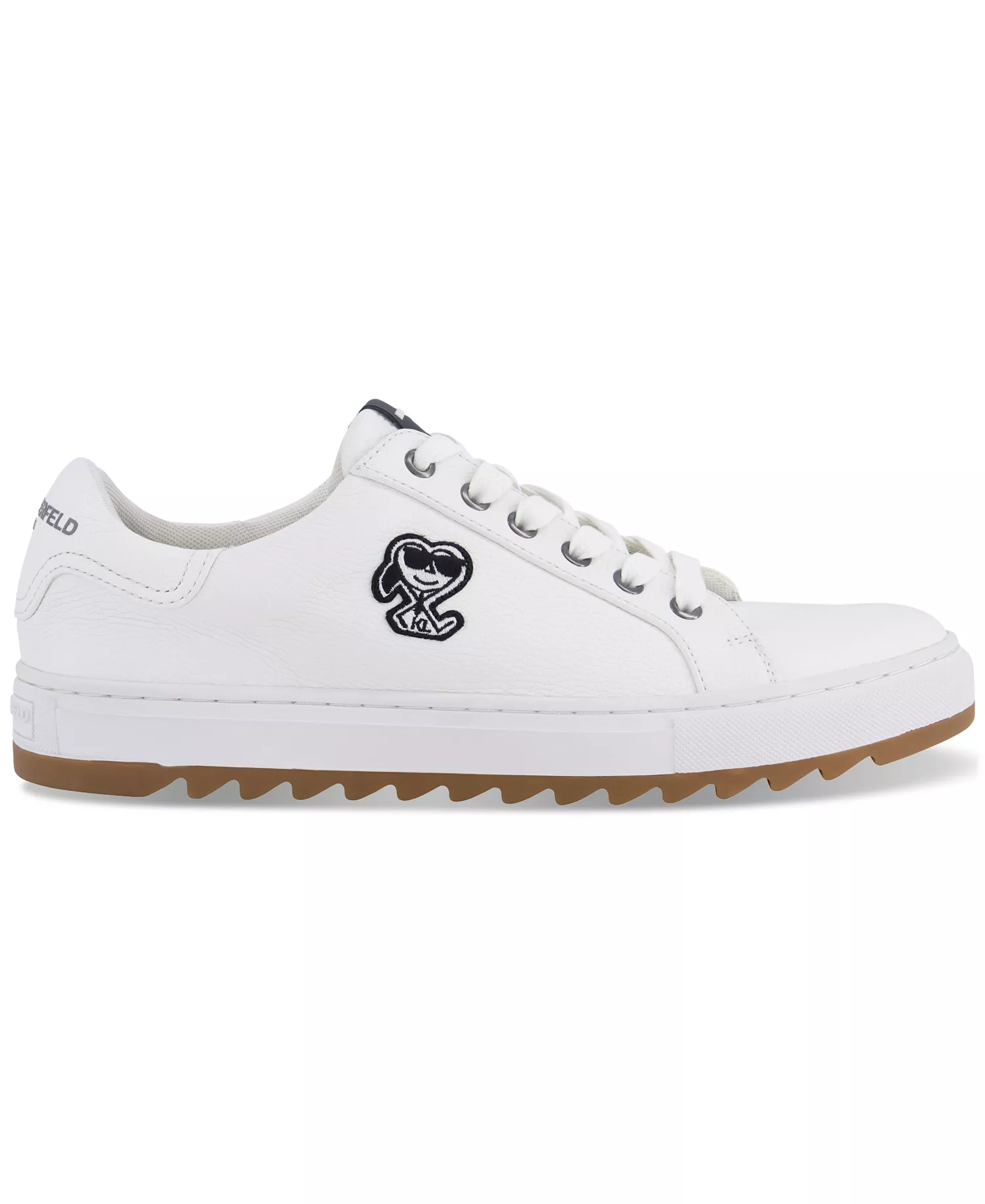 Men's Side Heart Logo Patch Tumbled Leather Sneaker - White - 10M
