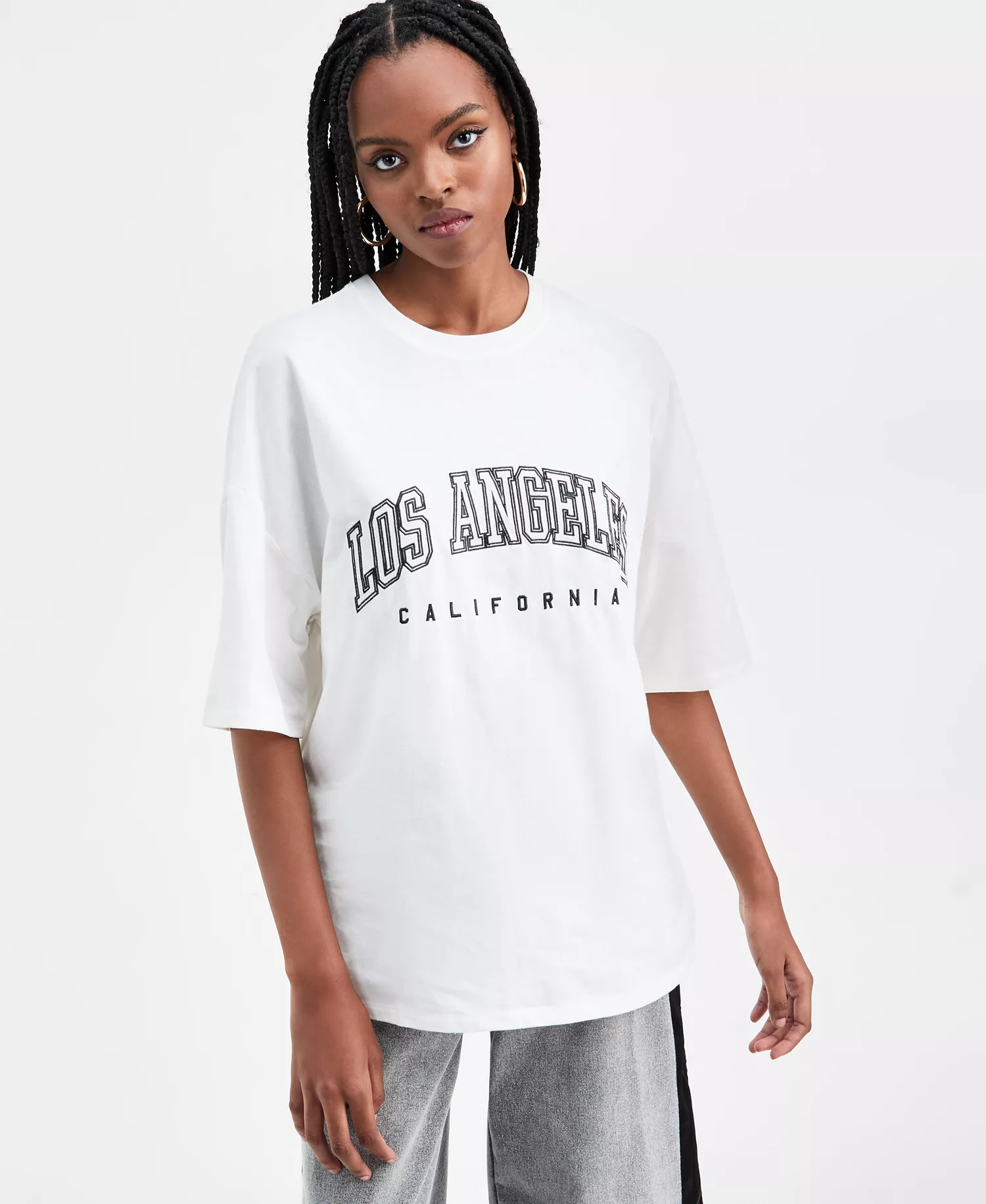 Women's Los Angeles Embroidered T-Shirt, Macy's Exclusive - Crema - L