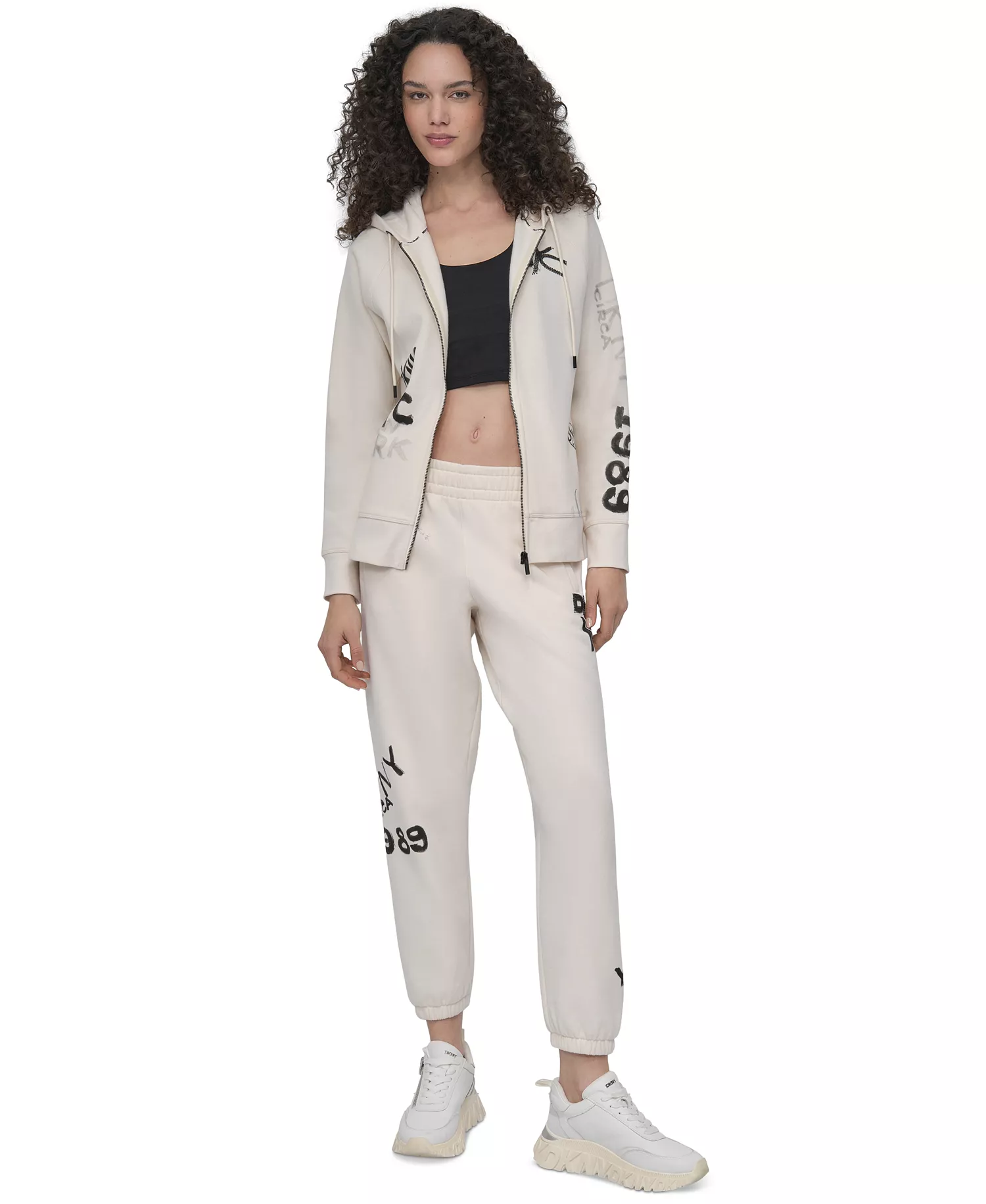 Women's Graffiti Logo Full-Zip Hoodie - Eggnog - L