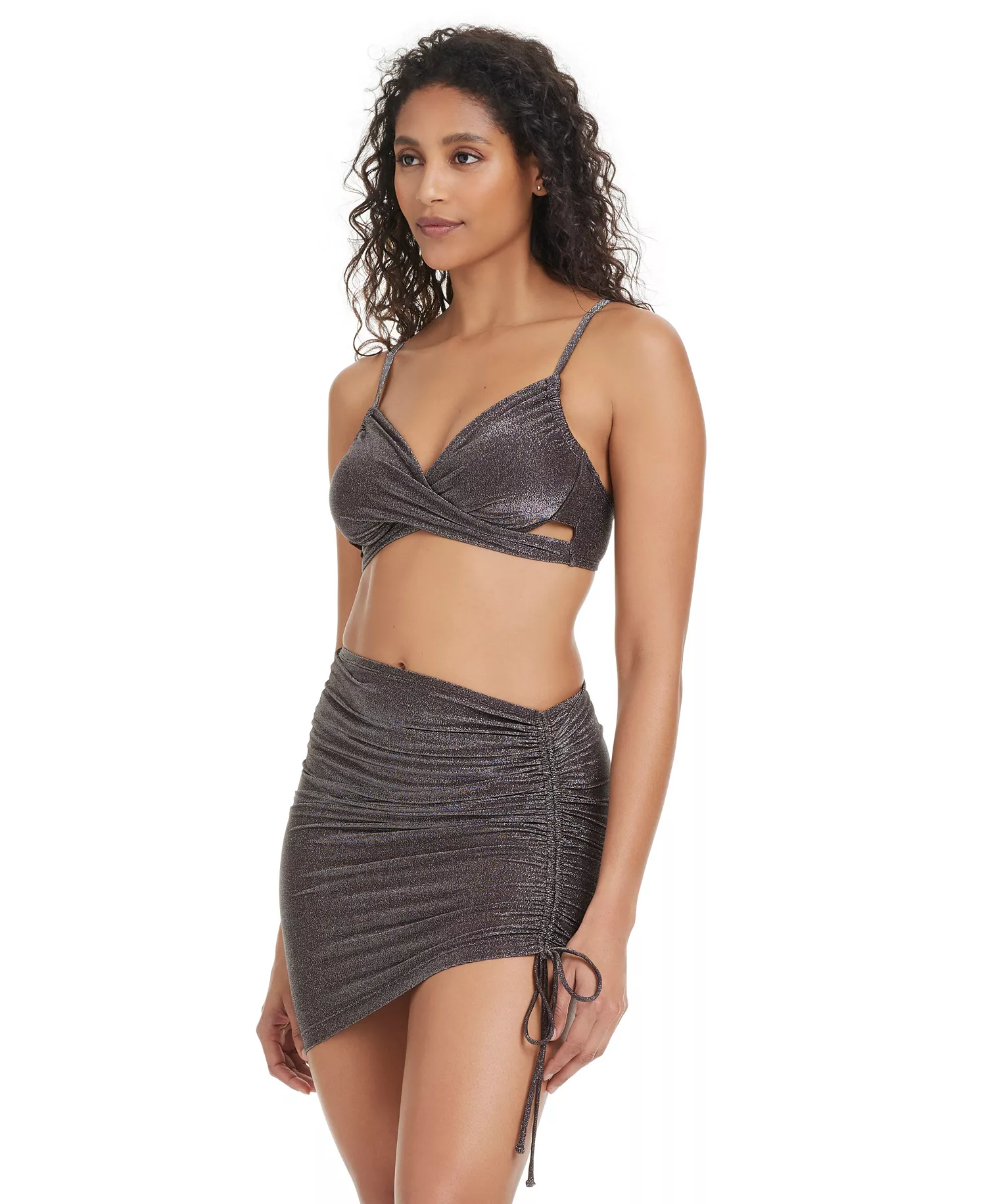 Women's Shimmer Core Ruched Skirt Cover-Up, Exclusively at Macy's - Java - L