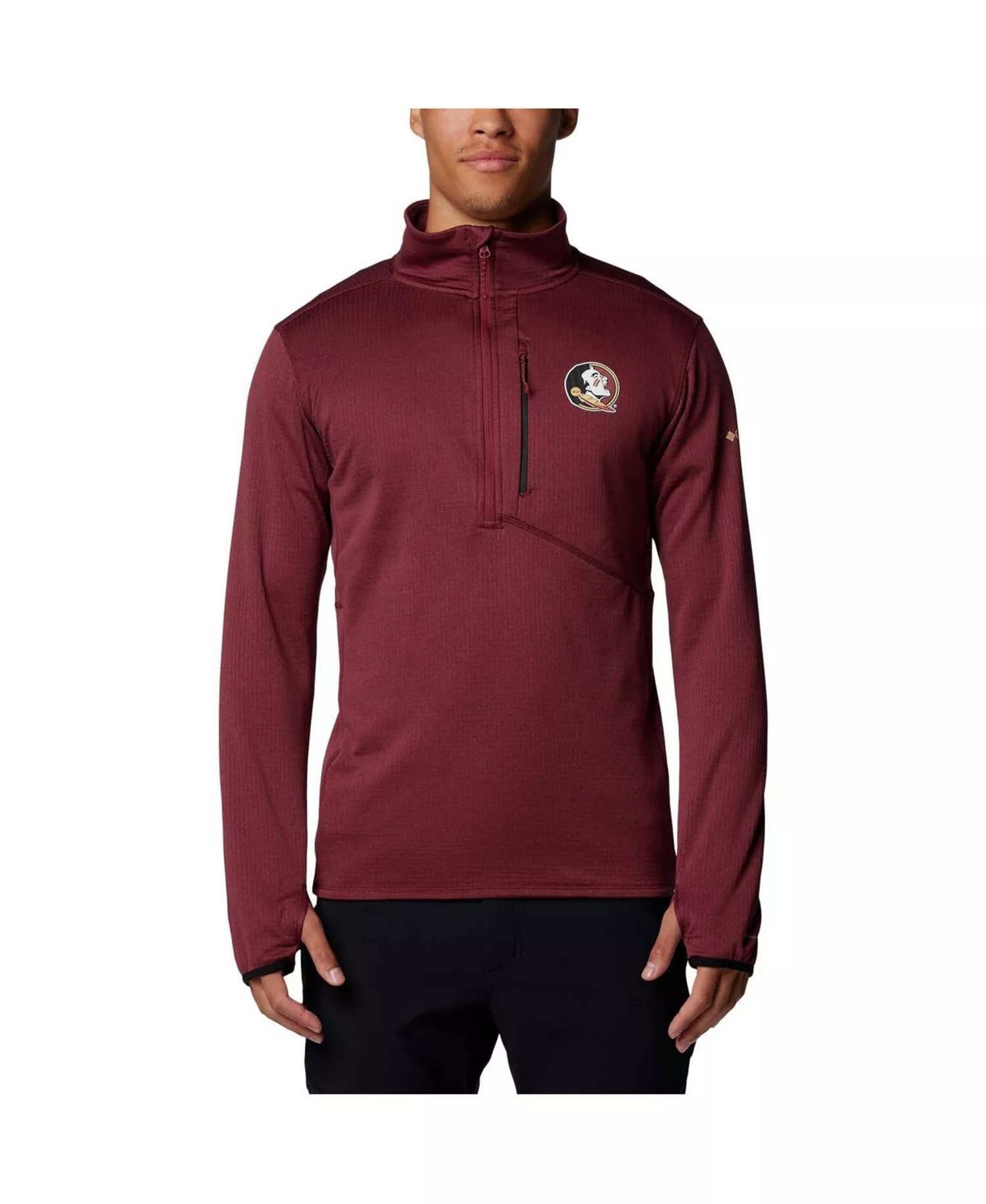 Men's Garnet Florida State Seminoles Park View Grid Fleece Omni-Wick Half-Zip Jacket - Garnet - L