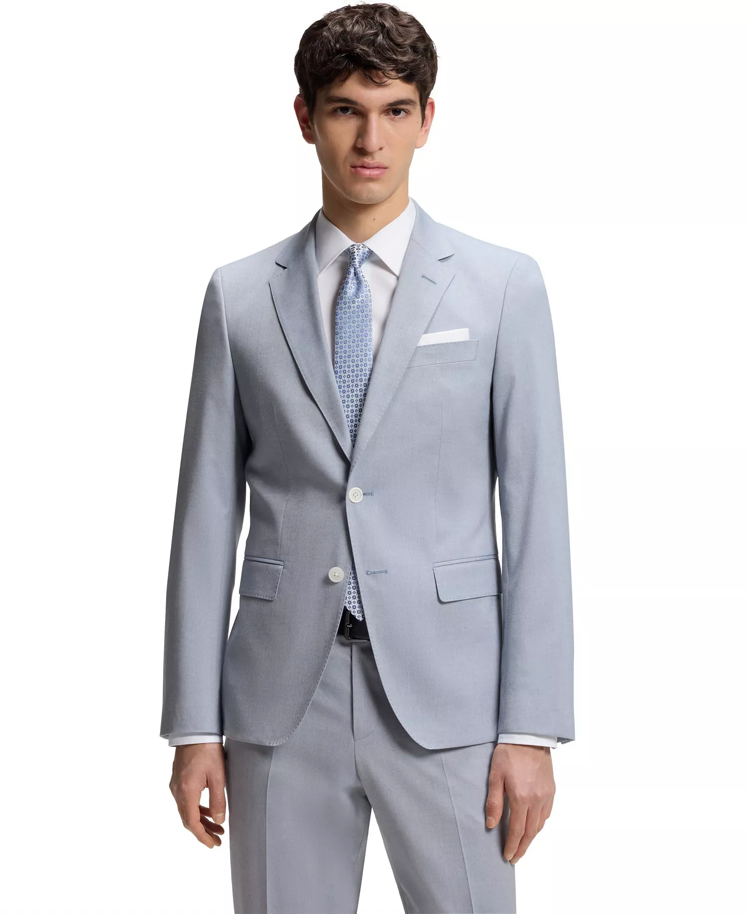 BOSS by Men's Patterned Chiffon Slim-Fit Jacket - Open Blue - 36R