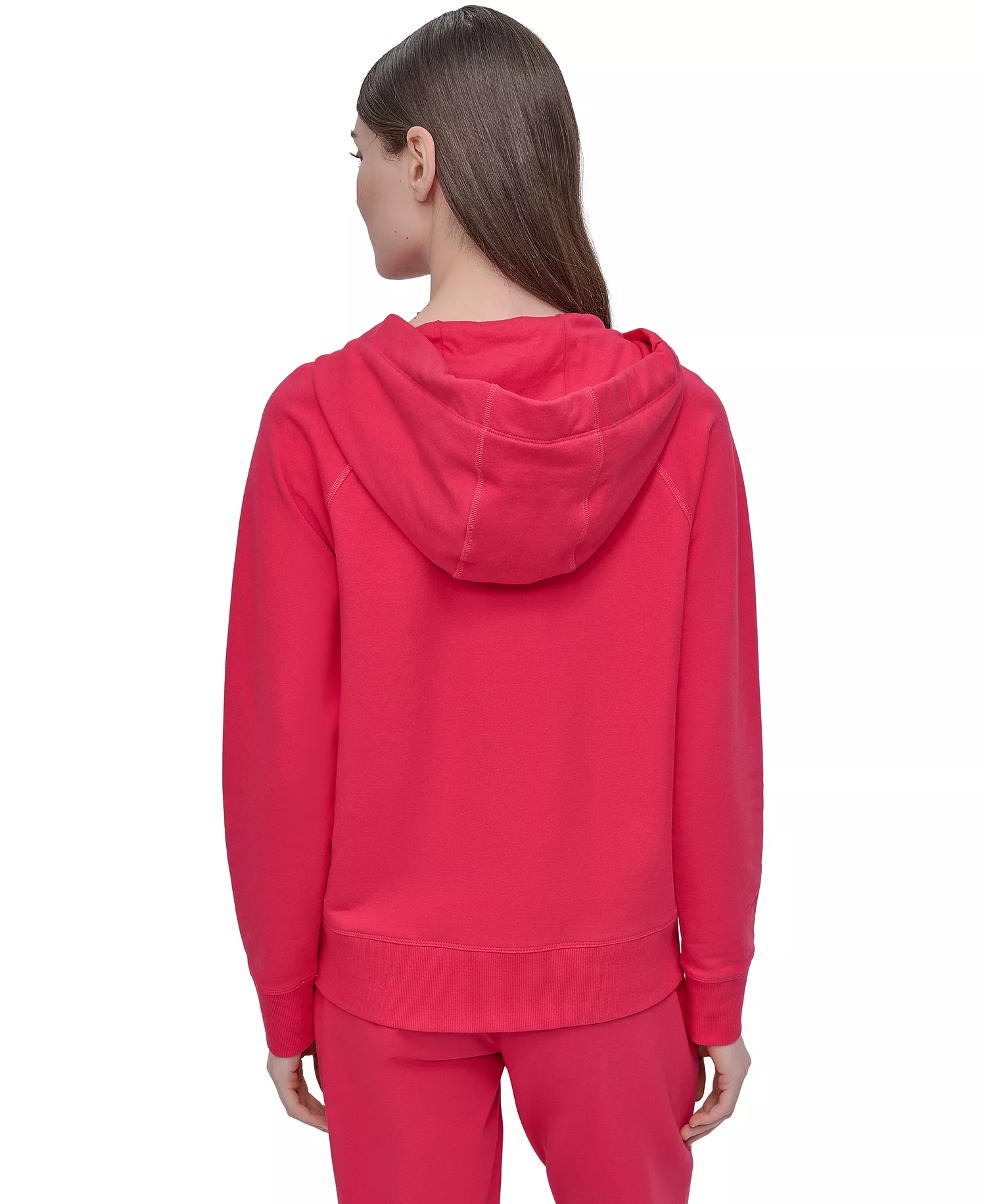 Women's Two-Tone Zip-Front Long-Sleeve Hoodie - Azalea - L