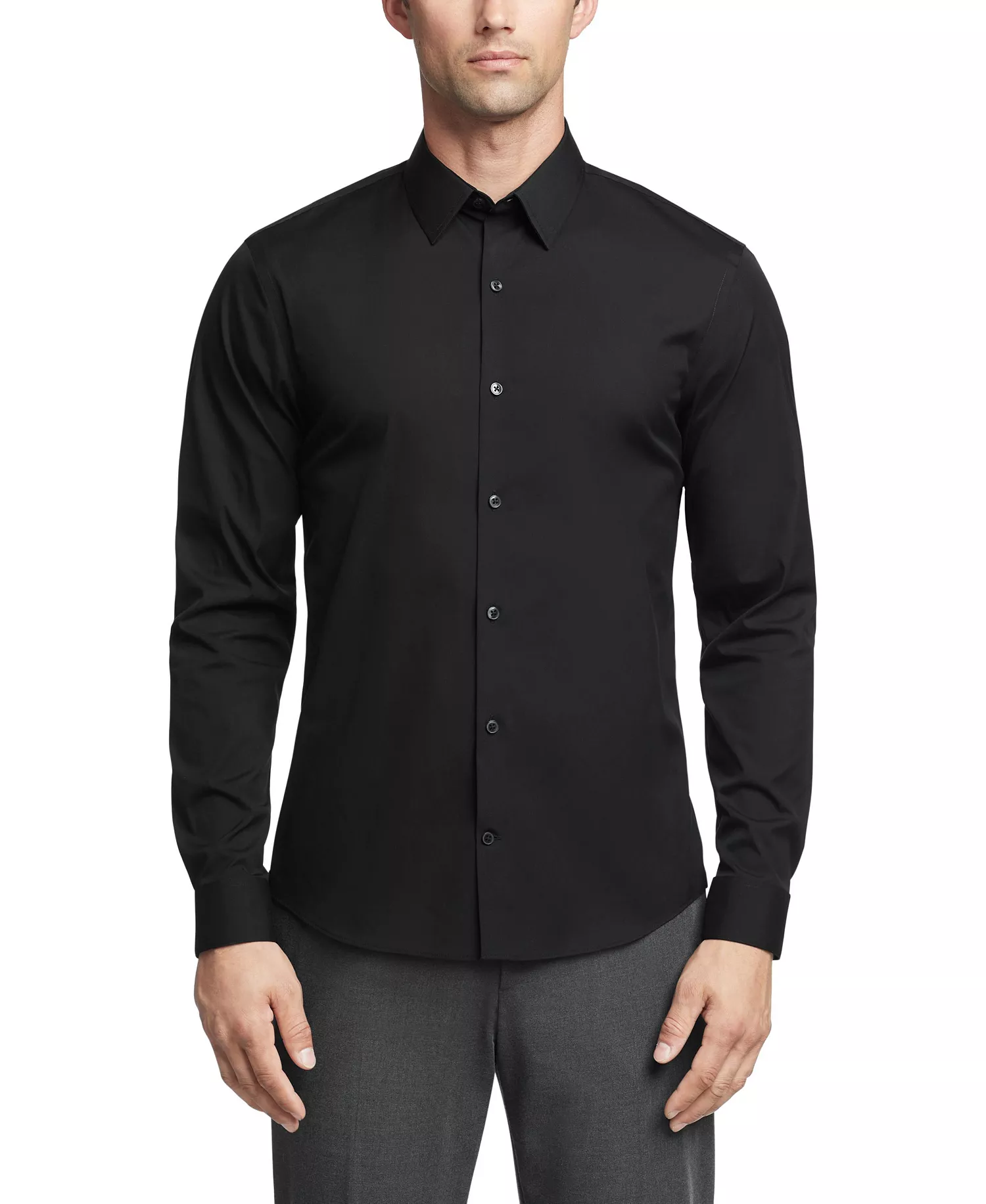Men's CK X Extra-Slim Stretch Dress Shirt - Black - 14-14.5 32-33