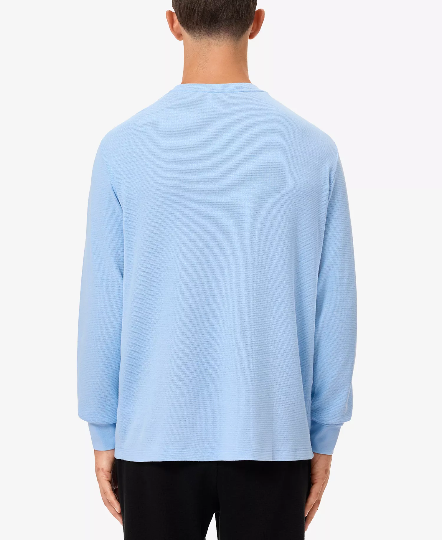 Men's Exclusive Crocodile Waffle-Knit Thermal Shirt - Black - L