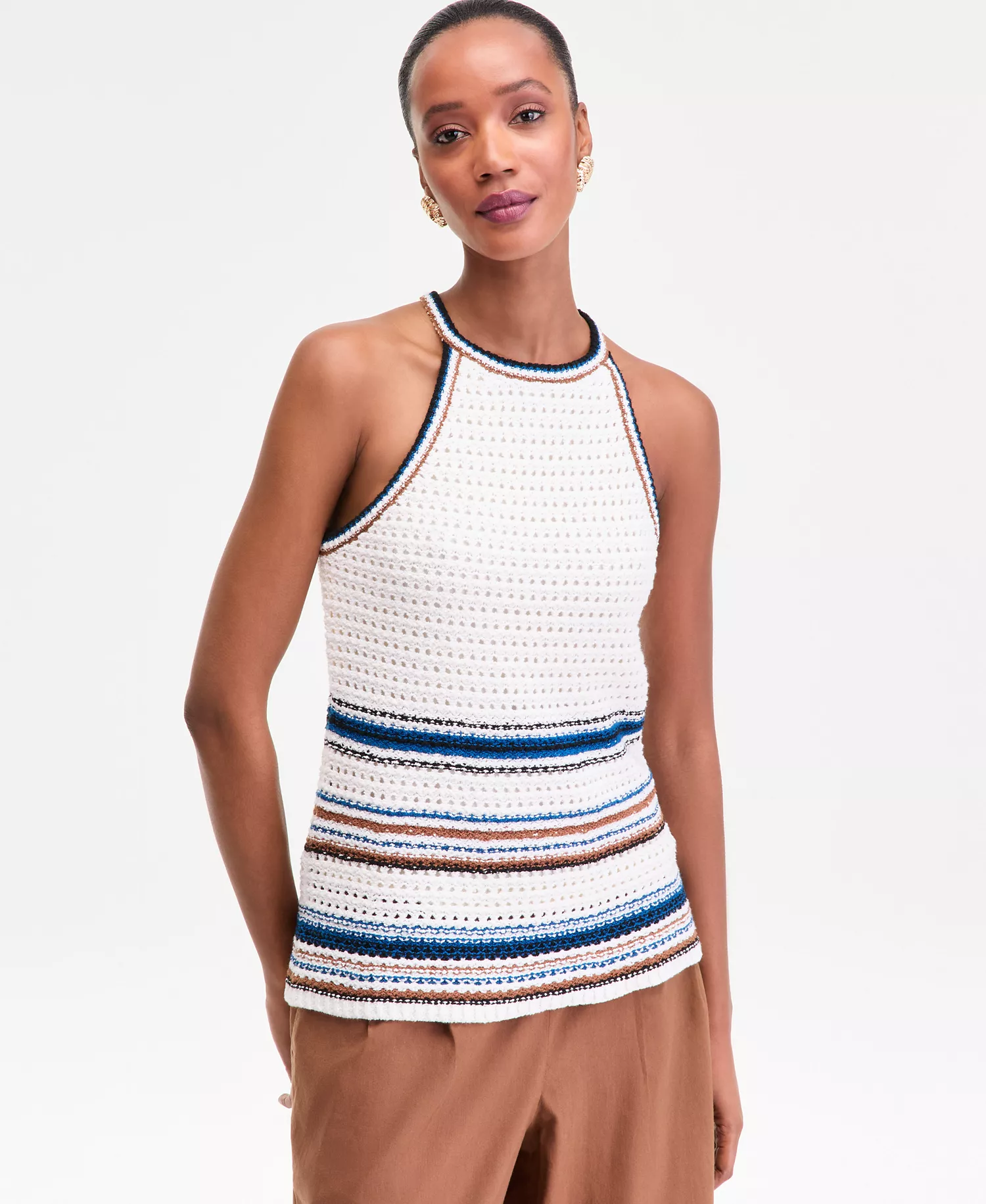 Women's Sleeveless Crochet Sweater, Macy's Exclusive - Wash Whit Combo - L